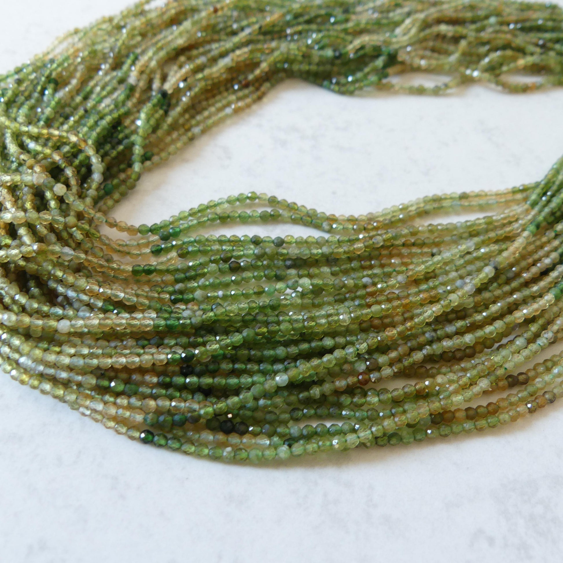 2mm Ombre Green Yellow Tourmaline Micro Faceted Beads 15" Sparkly Gemstone Beads for Jewelry Making Beading Gift Crafter October Birthstone
