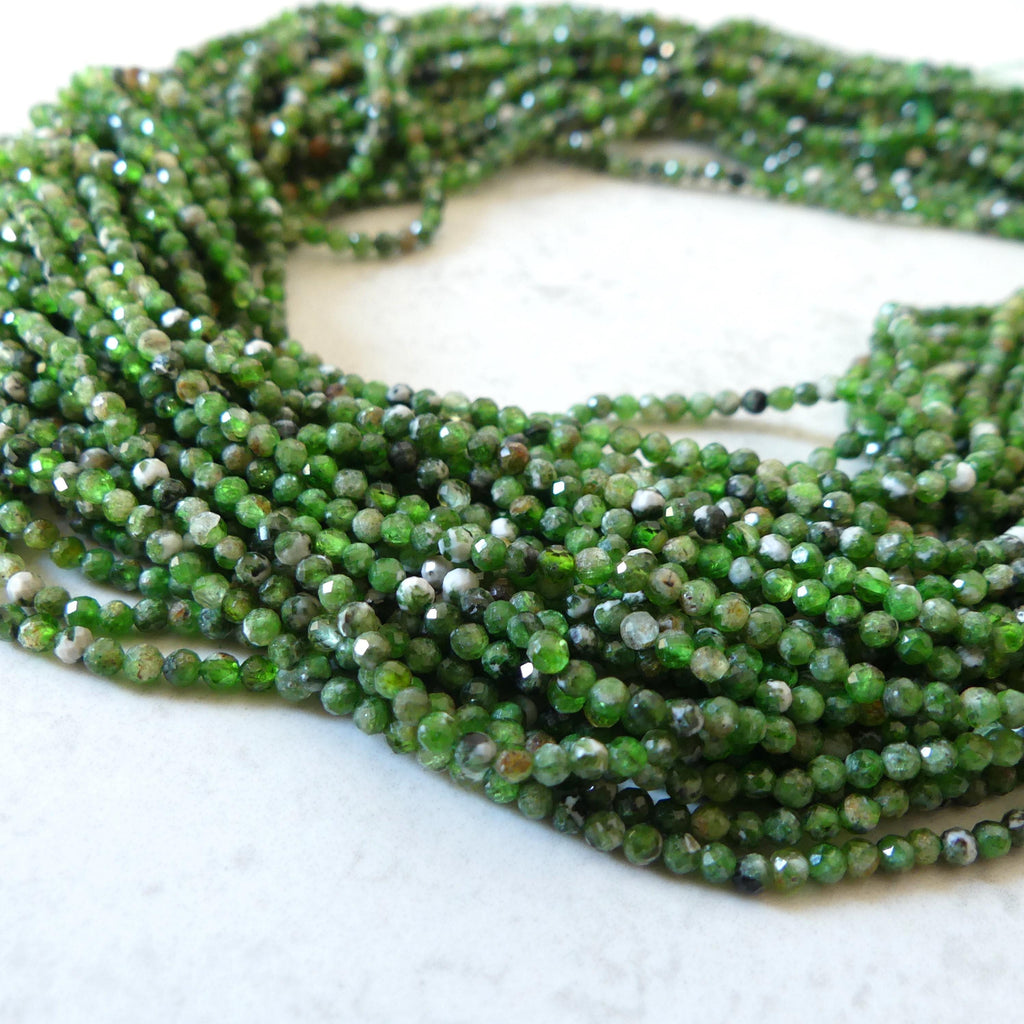 2mm Quartz With Chrome Diopside Beads Genuine Small Emerald Green Beads 15" Gemstone Beads for Jewelry Making