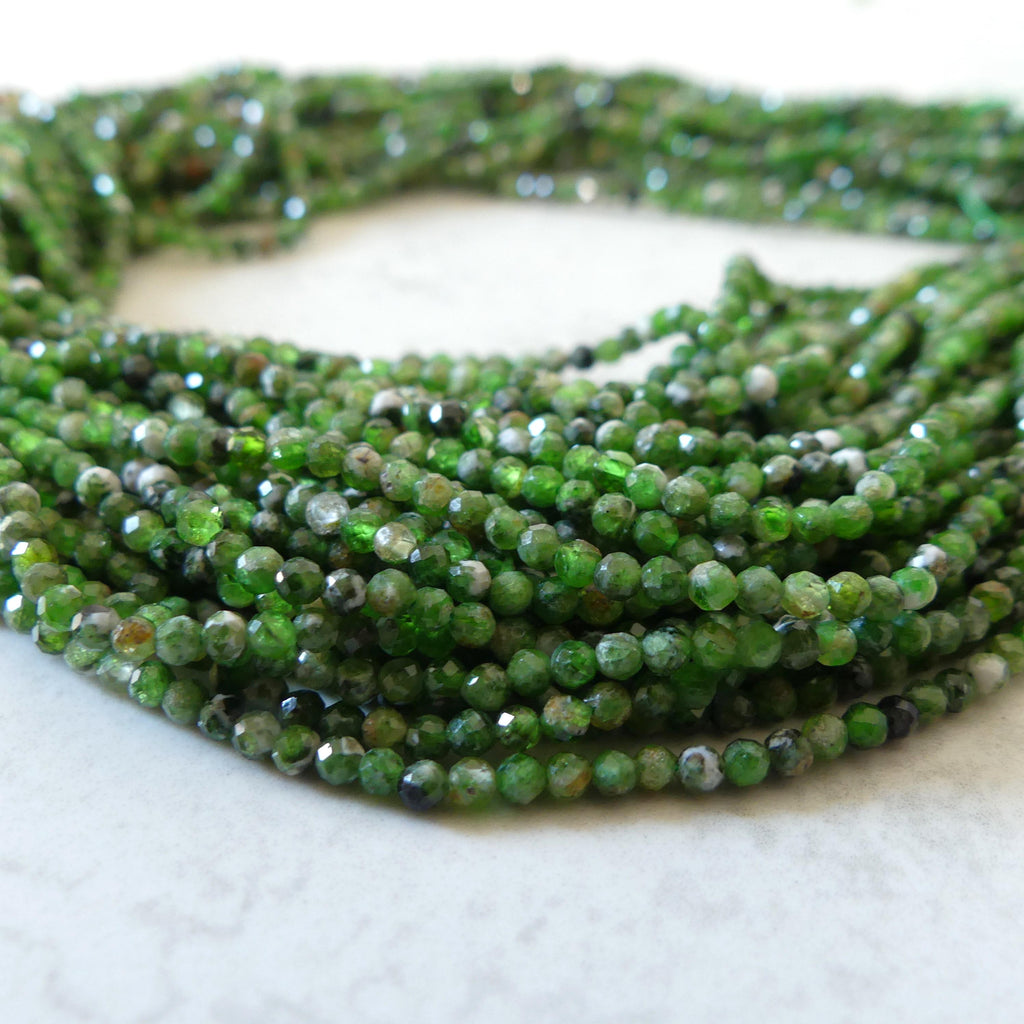 2mm Quartz With Chrome Diopside Beads Genuine Small Emerald Green Beads 15" Gemstone Beads for Jewelry Making