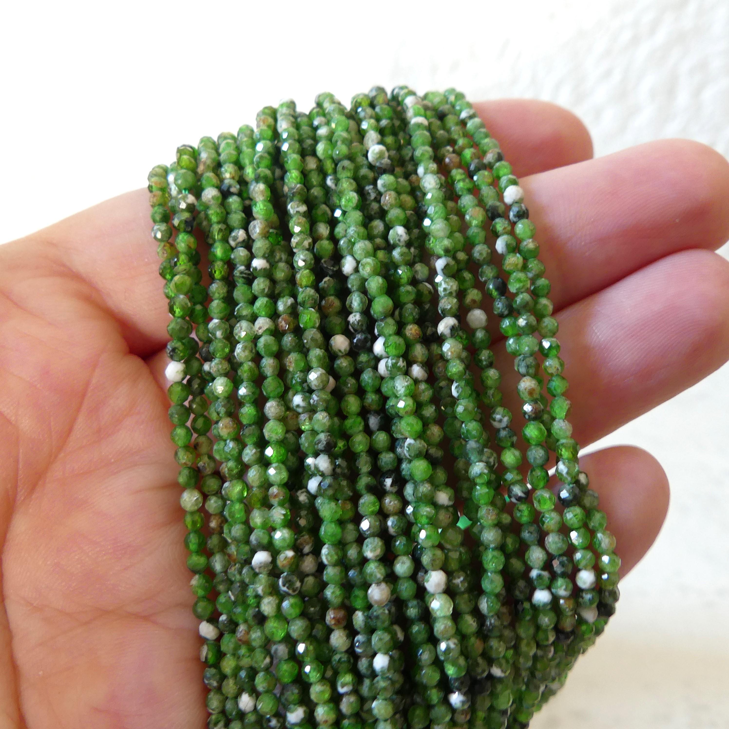2mm Quartz With Chrome Diopside Beads Genuine Small Emerald Green Beads 15" Gemstone Beads for Jewelry Making
