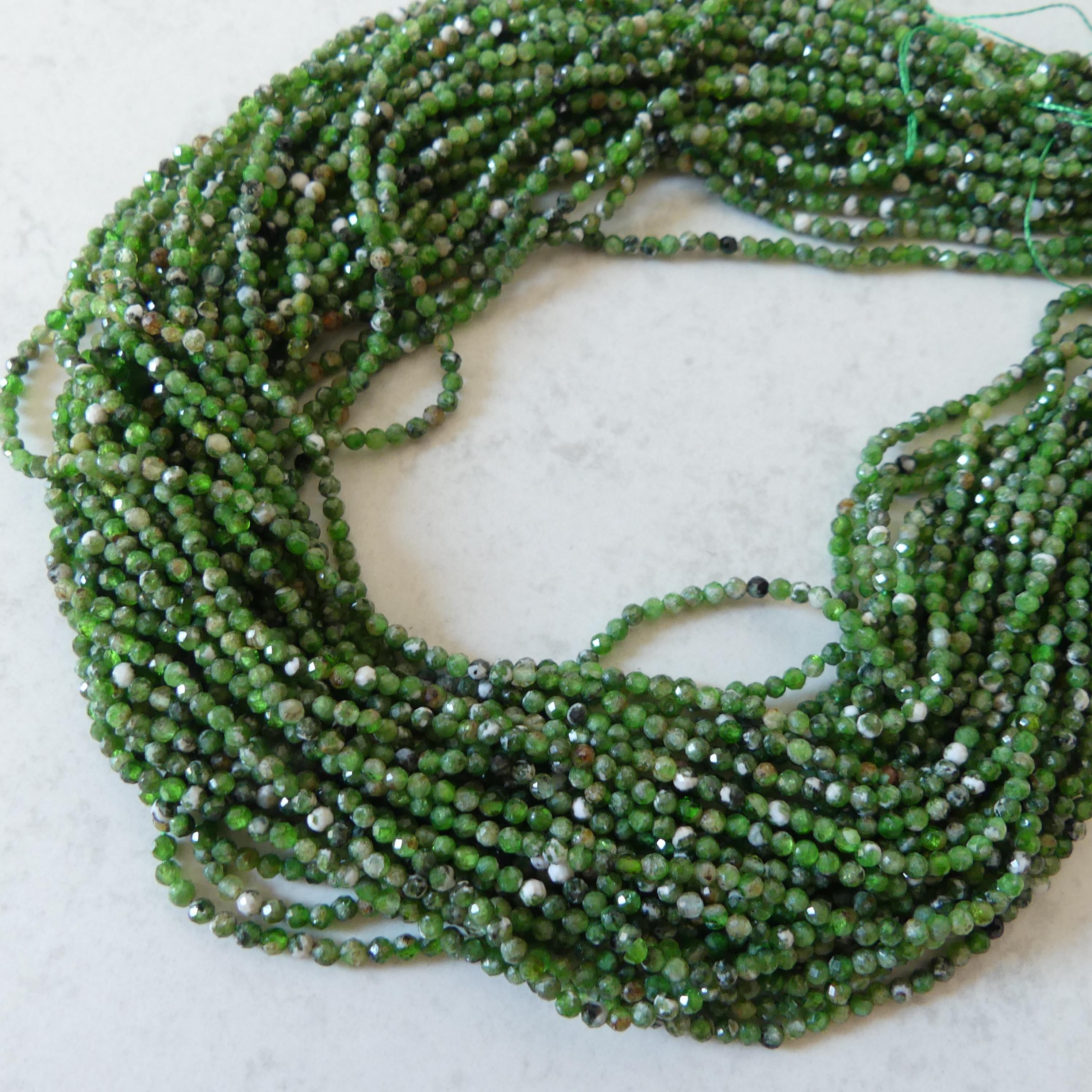 2mm Quartz With Chrome Diopside Beads Genuine Small Emerald Green Beads 15" Gemstone Beads for Jewelry Making