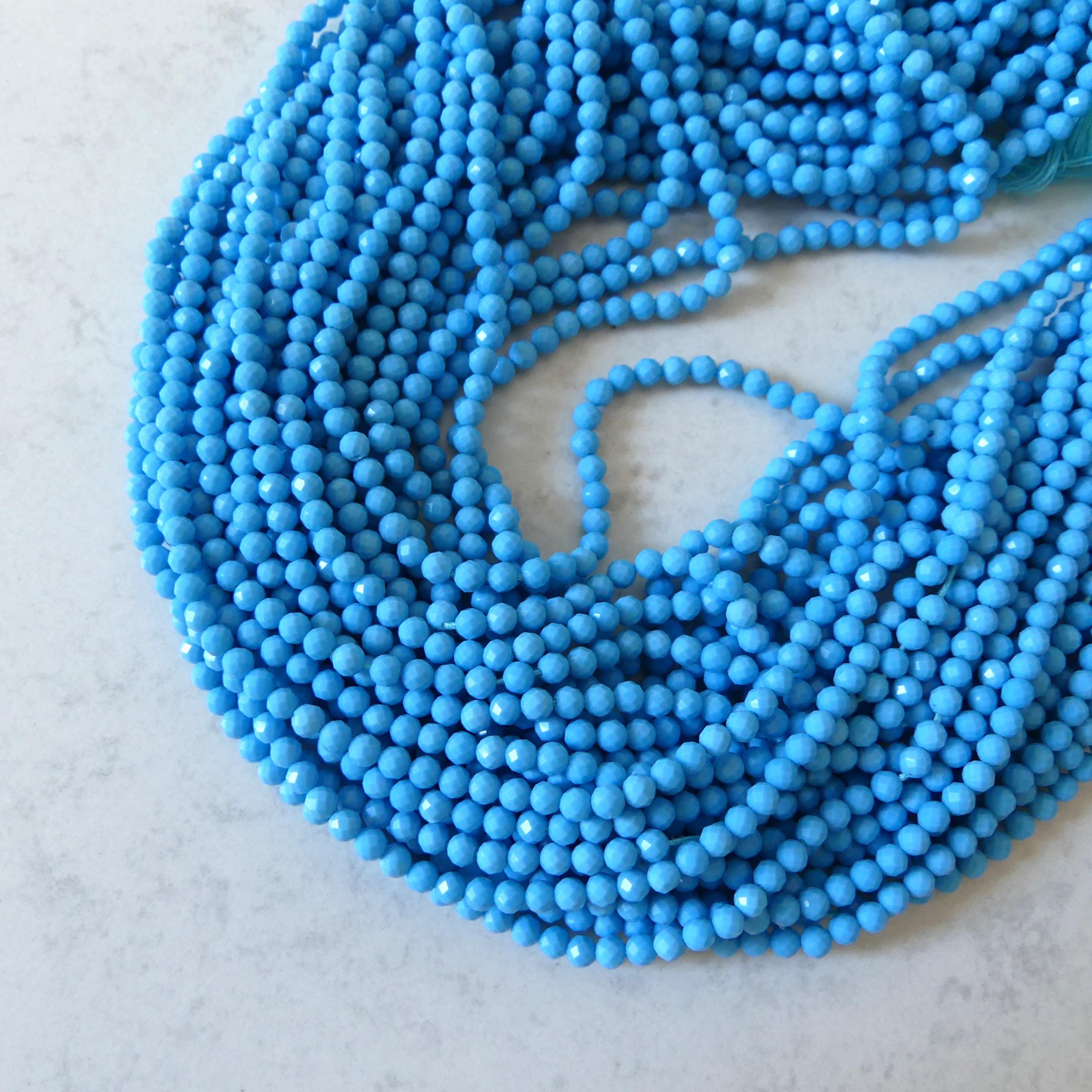 3mm Sleeping Beauty Turquoise Faceted Beads 12" Stabilized Turquoise Genuine Gemstone Beads for Jewelry Making Beading Craft Gift