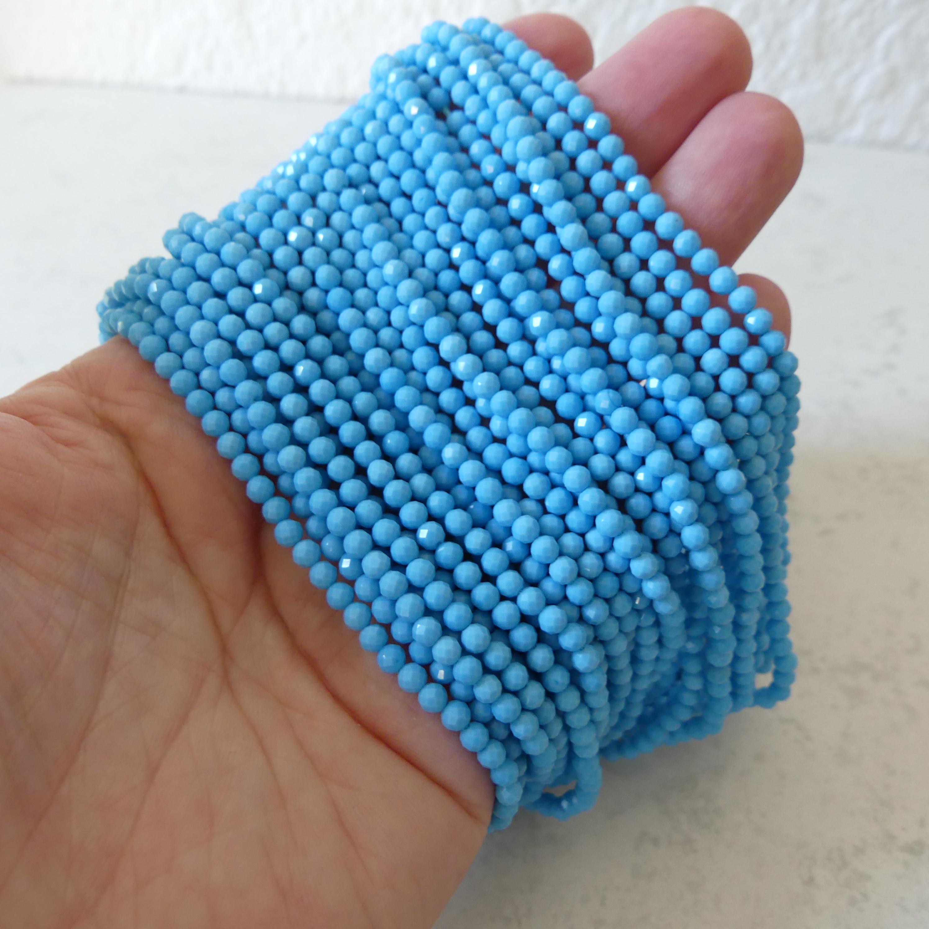 3mm Sleeping Beauty Turquoise Faceted Beads 12" Stabilized Turquoise Genuine Gemstone Beads for Jewelry Making Beading Craft Gift