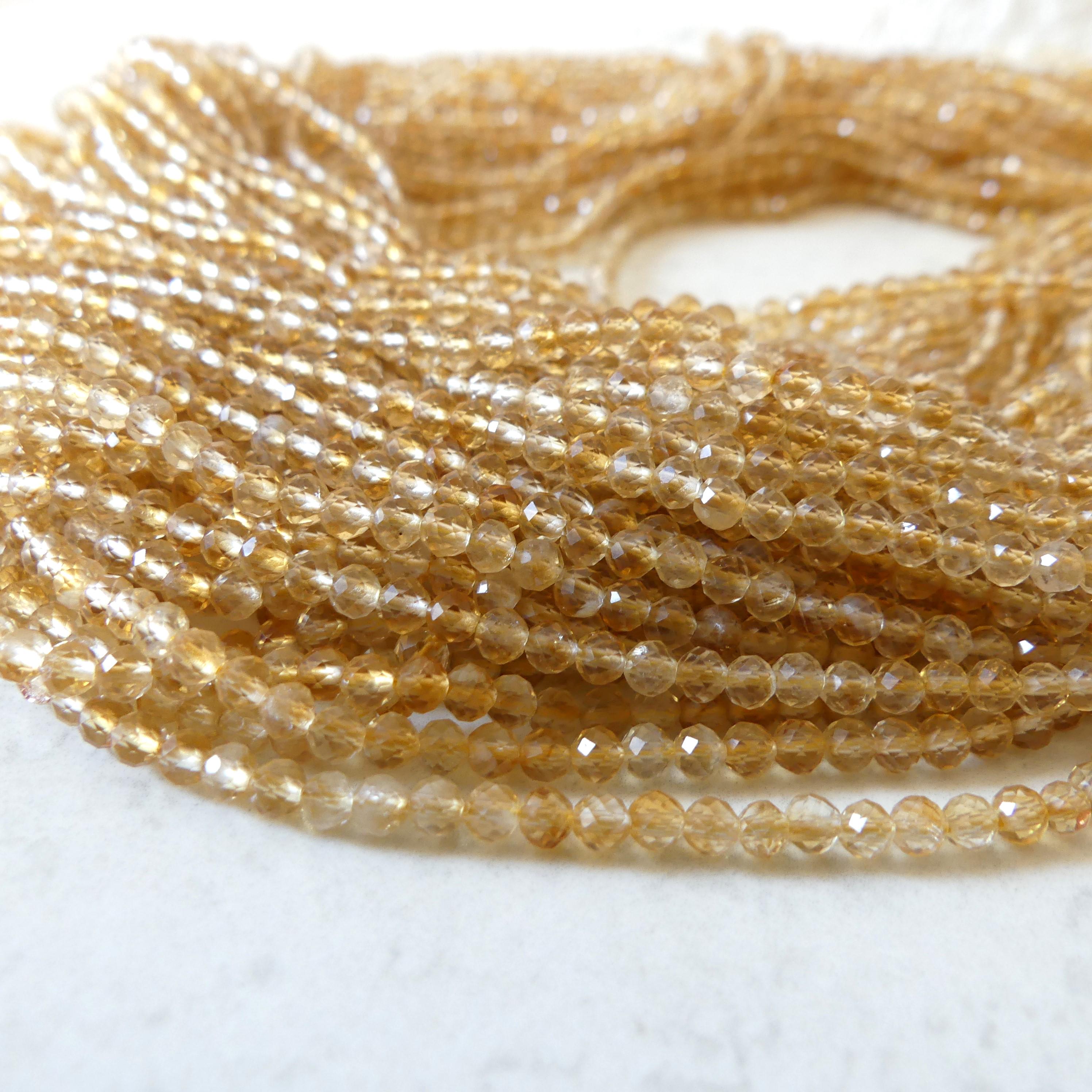 3mm Natural Citrine Beads Micro Faceted 15" Raw Genuine Gemstone Beads for Jewelry Making Beading Craft Gift Beads November Birthstone