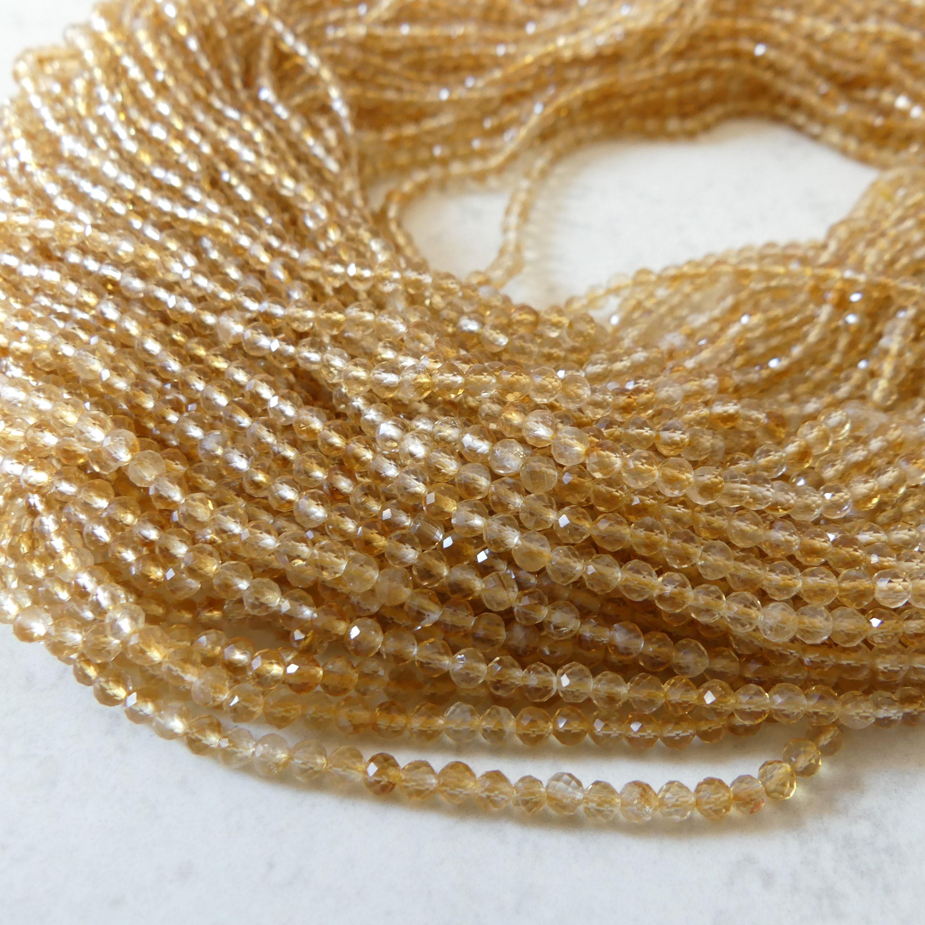 3mm Natural Citrine Beads Micro Faceted 15" Raw Genuine Gemstone Beads for Jewelry Making Beading Craft Gift Beads November Birthstone