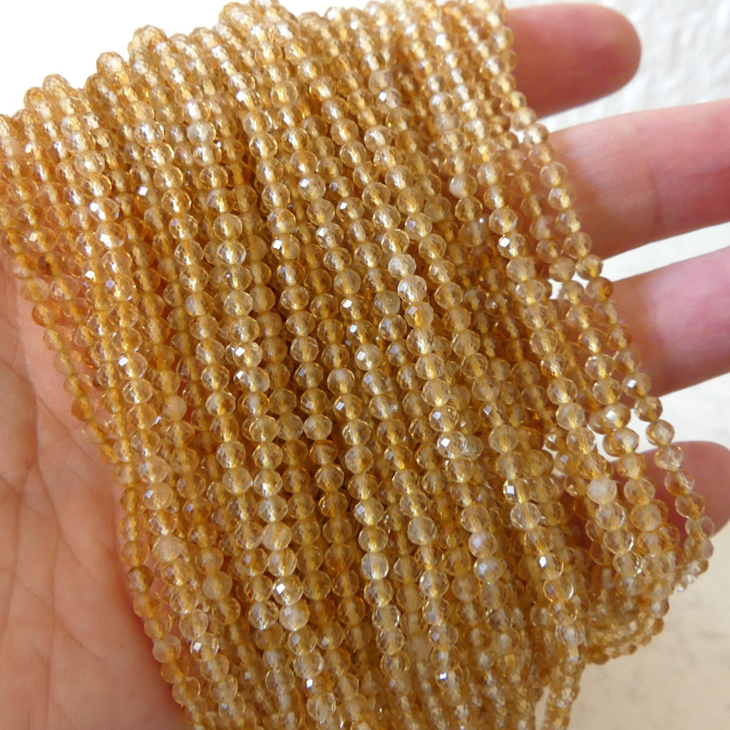 3mm Natural Citrine Beads Micro Faceted 15" Raw Genuine Gemstone Beads for Jewelry Making Beading Craft Gift Beads November Birthstone