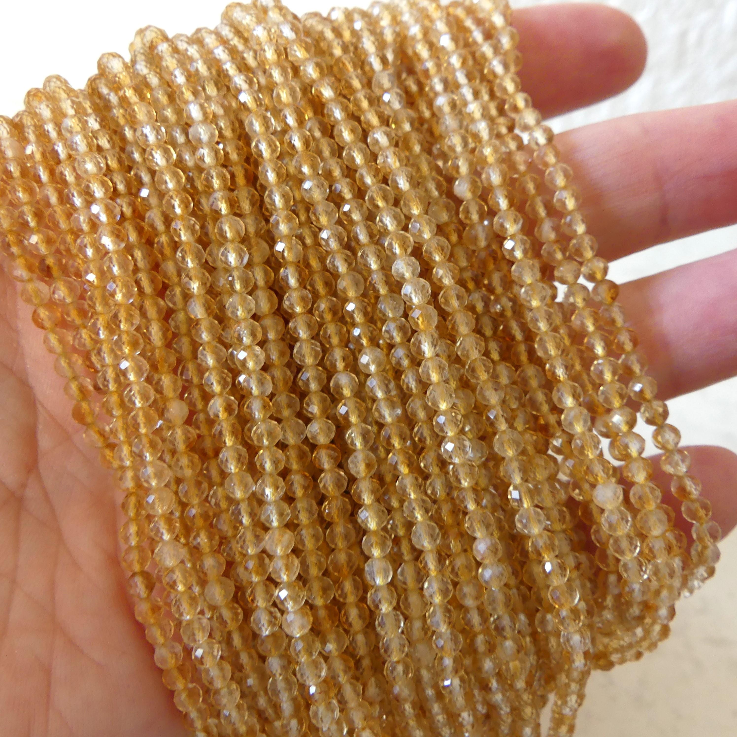 3mm Natural Citrine Beads Micro Faceted 15" Raw Genuine Gemstone Beads for Jewelry Making Beading Craft Gift Beads November Birthstone