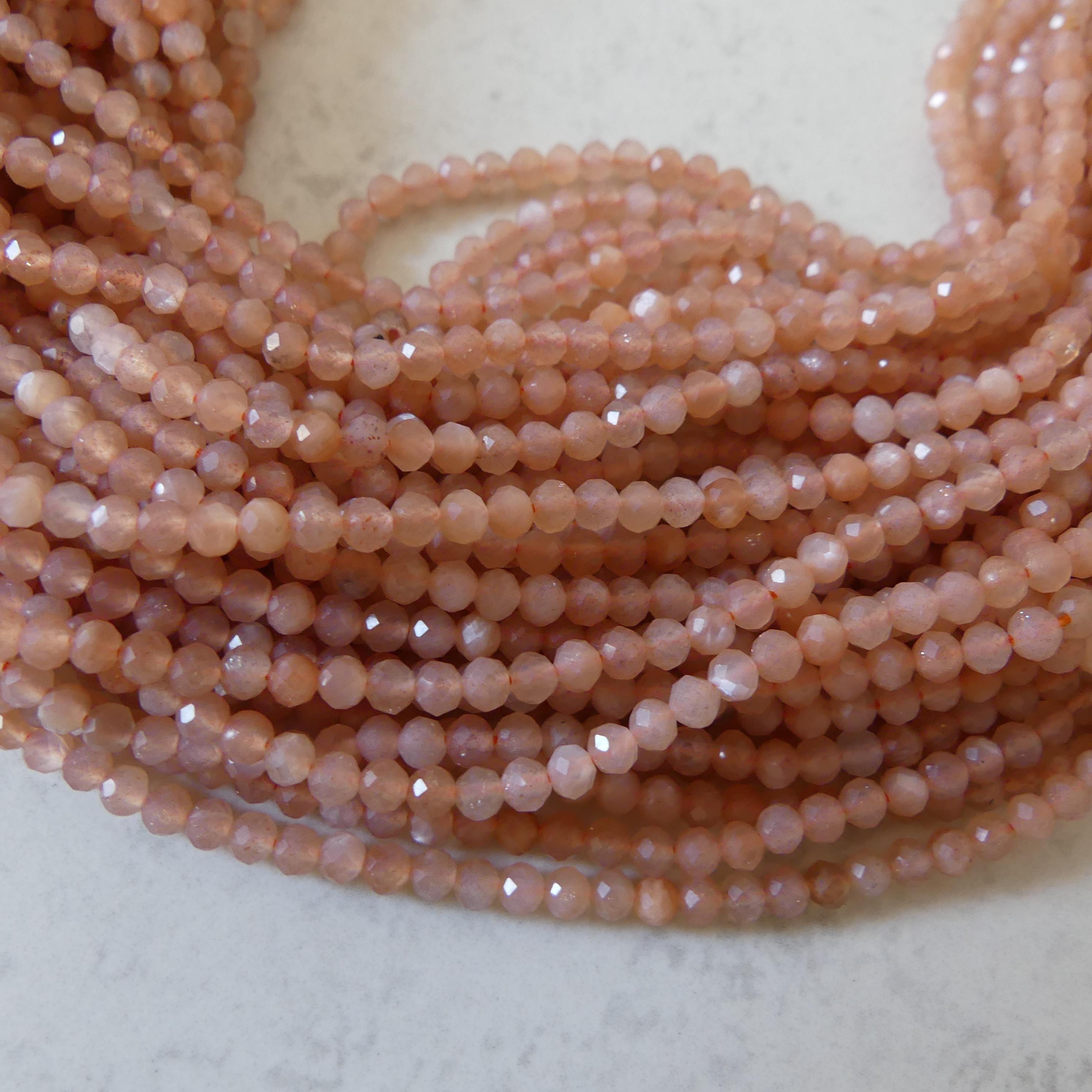 3mm AAA Peach Moonstone Faceted Beads 15" Gemstone Beads Beading Crafter Gift June Birthstone DIY Jewelry