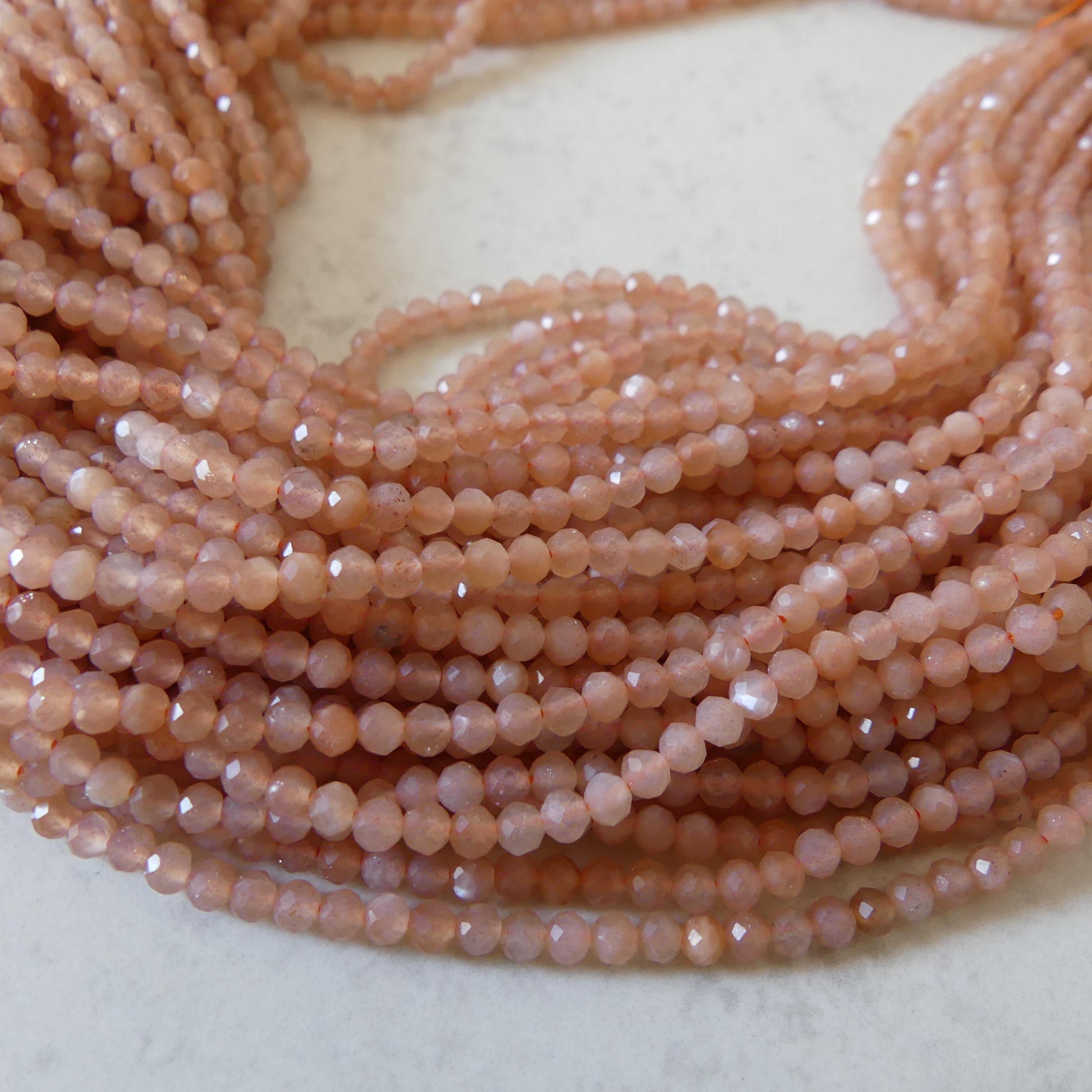 3mm AAA Peach Moonstone Faceted Beads 15" Gemstone Beads Beading Crafter Gift June Birthstone DIY Jewelry