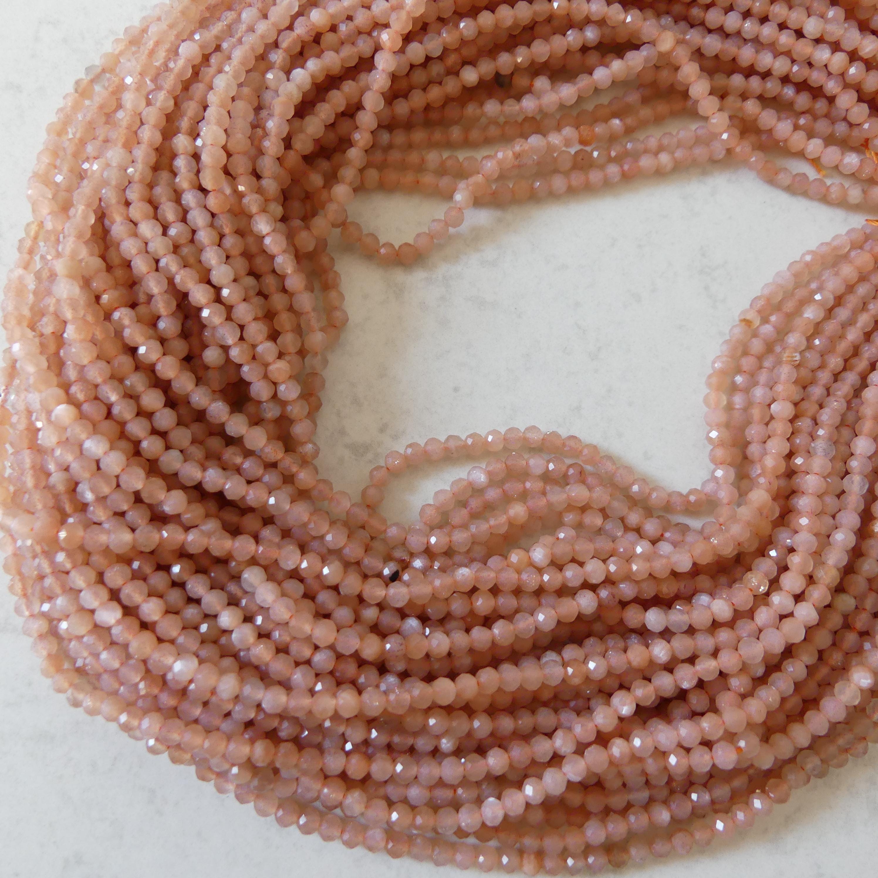 3mm AAA Peach Moonstone Faceted Beads 15" Gemstone Beads Beading Crafter Gift June Birthstone DIY Jewelry