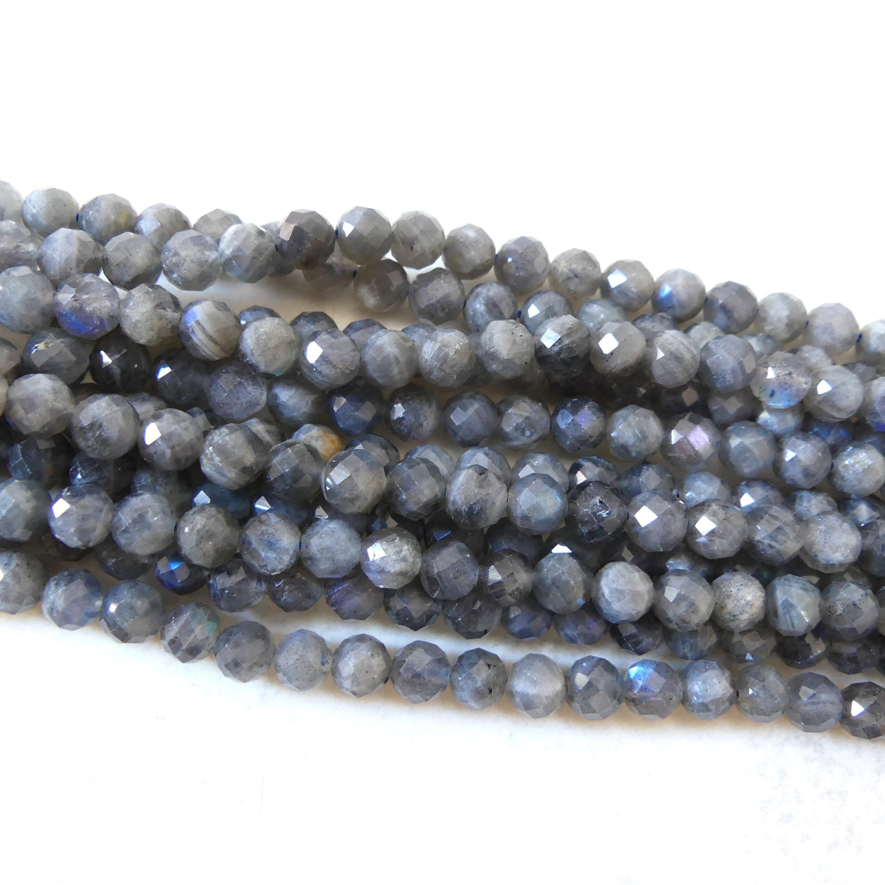 6.5mm AAA Labradorite Faceted Beads Genuine Blue Flash Beads 7.5" Sparkly Gemstone Beads for DIY Jewelry Making Crafter Gift