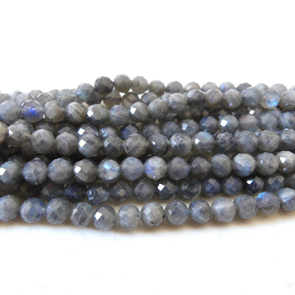 6.5mm AAA Labradorite Faceted Beads Genuine Blue Flash Beads 7.5" Sparkly Gemstone Beads for DIY Jewelry Making Crafter Gift