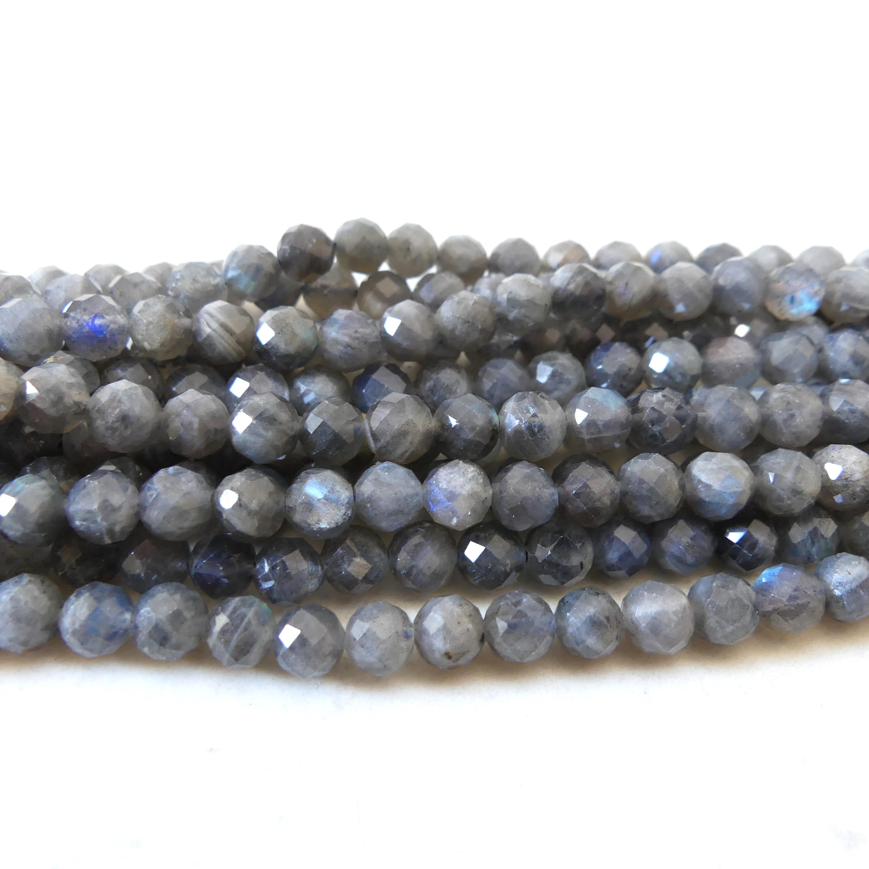 6.5mm AAA Labradorite Faceted Beads Genuine Blue Flash Beads 7.5" Sparkly Gemstone Beads for DIY Jewelry Making Crafter Gift