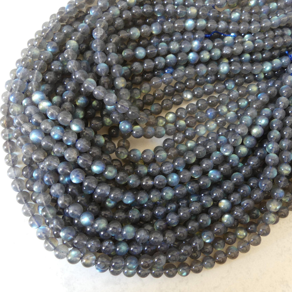 6.5mm AAA Labradorite Smooth Beads Genuine Blue Flash Beads 15" Gemstone Beads for DIY Jewelry Making Crafter Gift