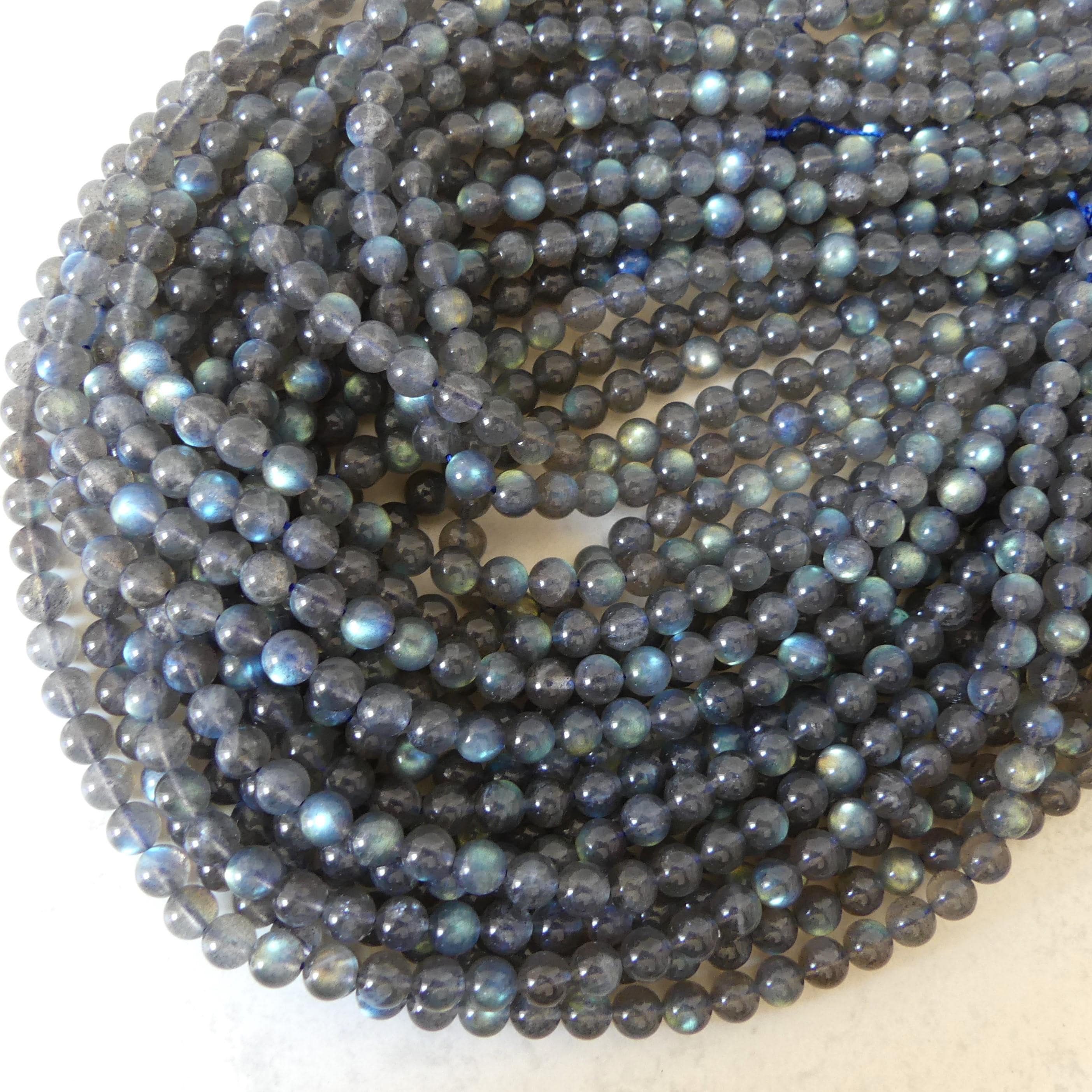 6.5mm AAA Labradorite Smooth Beads Genuine Blue Flash Beads 15" Gemstone Beads for DIY Jewelry Making Crafter Gift