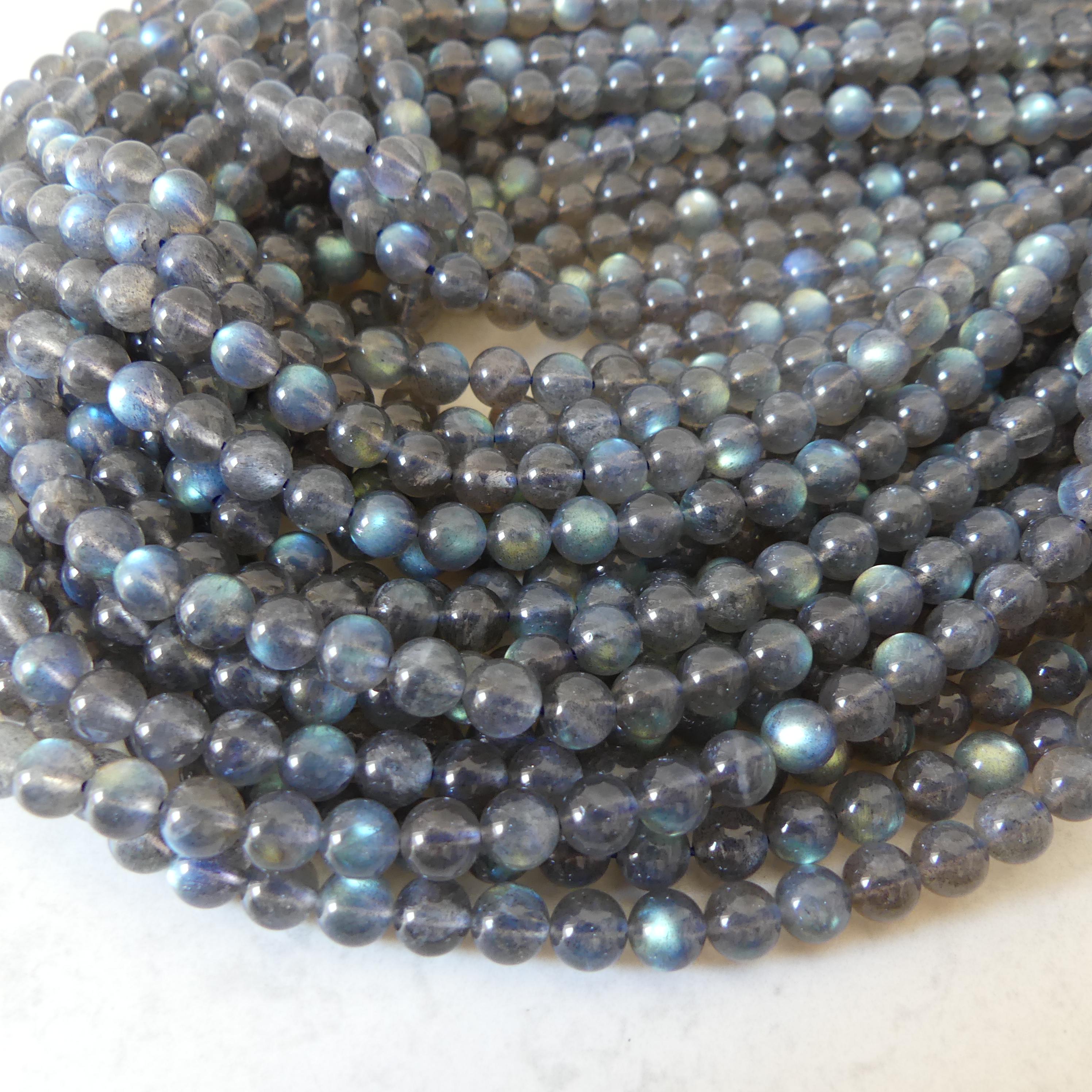 6.5mm AAA Labradorite Smooth Beads Genuine Blue Flash Beads 15" Gemstone Beads for DIY Jewelry Making Crafter Gift