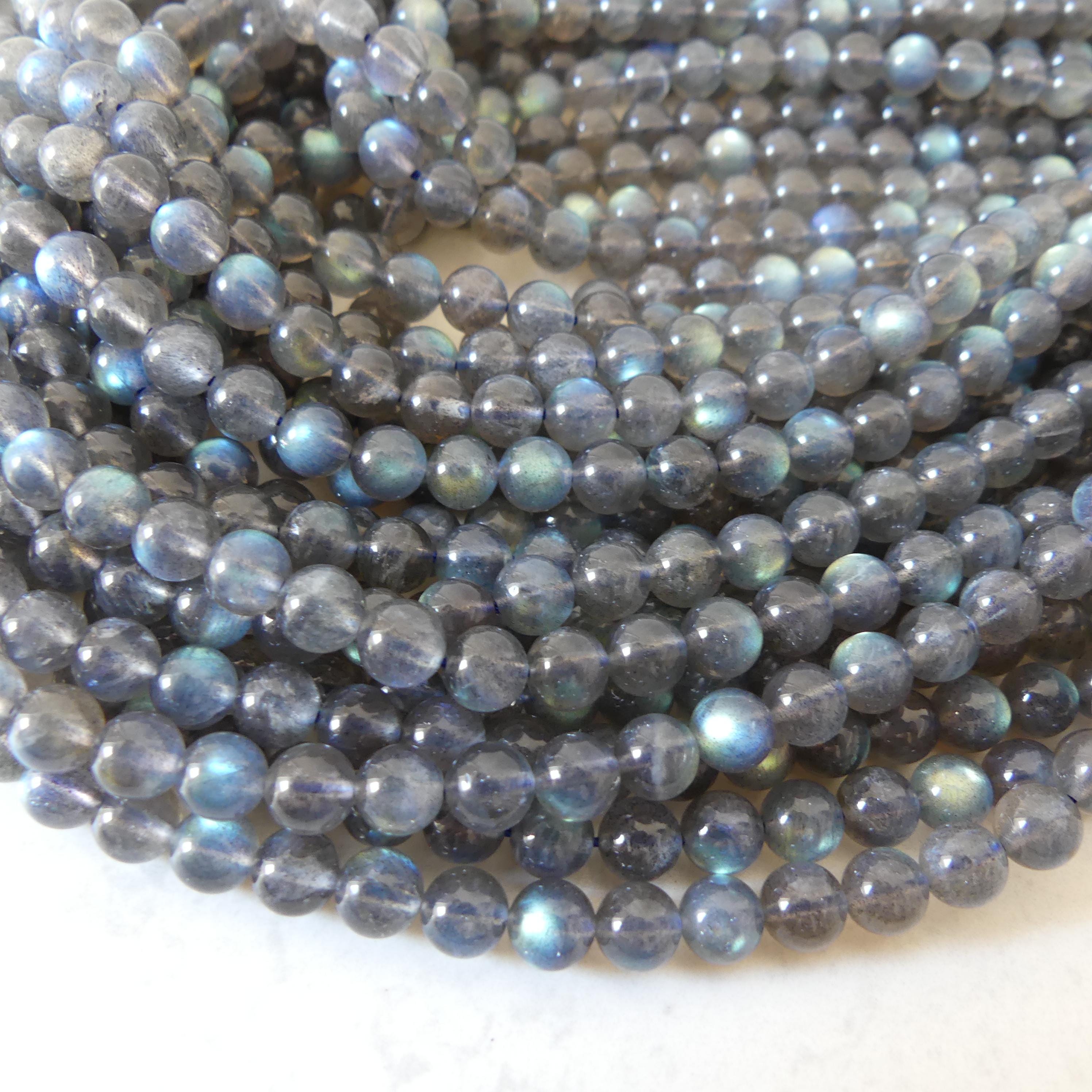 6.5mm AAA Labradorite Smooth Beads Genuine Blue Flash Beads 15" Gemstone Beads for DIY Jewelry Making Crafter Gift