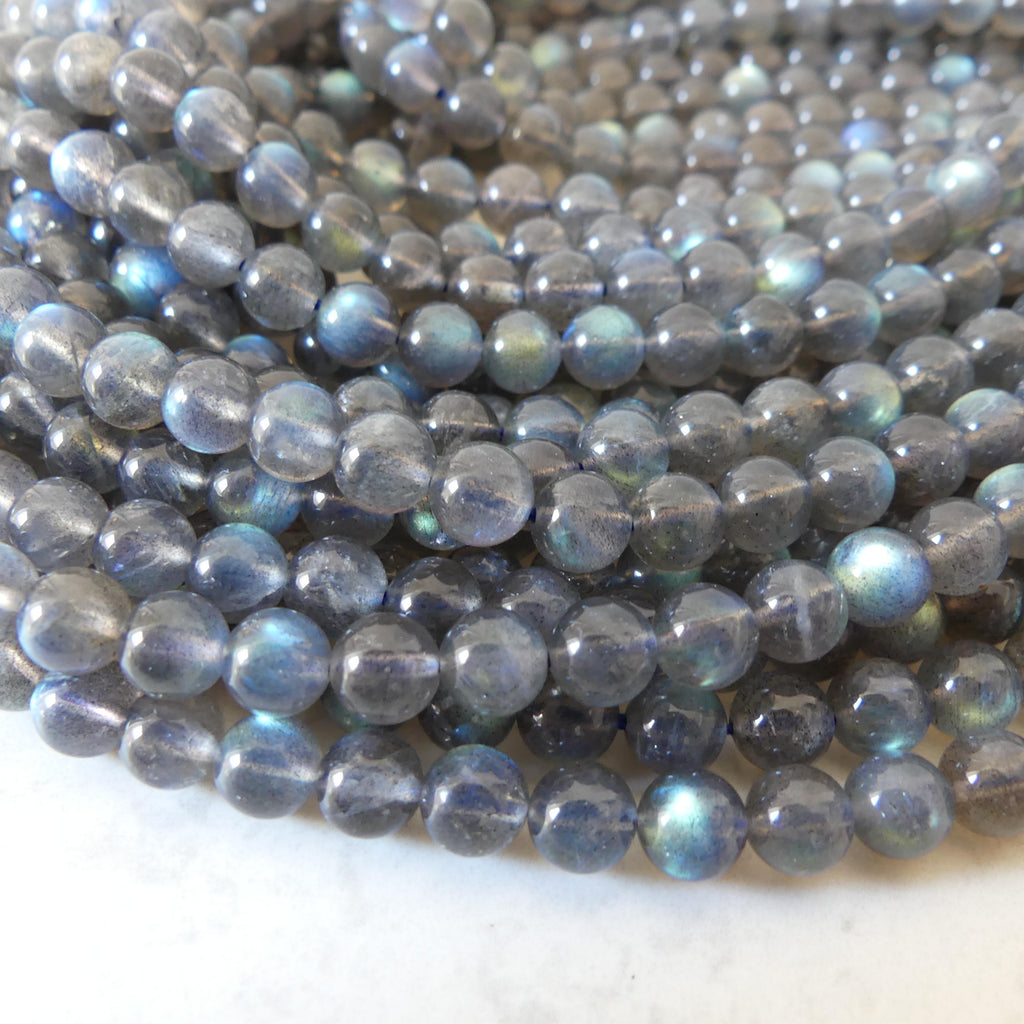 6.5mm AAA Labradorite Smooth Beads Genuine Blue Flash Beads 15" Gemstone Beads for DIY Jewelry Making Crafter Gift