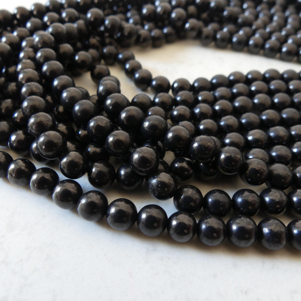 6mm Shungite Smooth Beads 15" Genuine Russian Shungite Beads Black Gemstone Beads Beading Crafter Gift