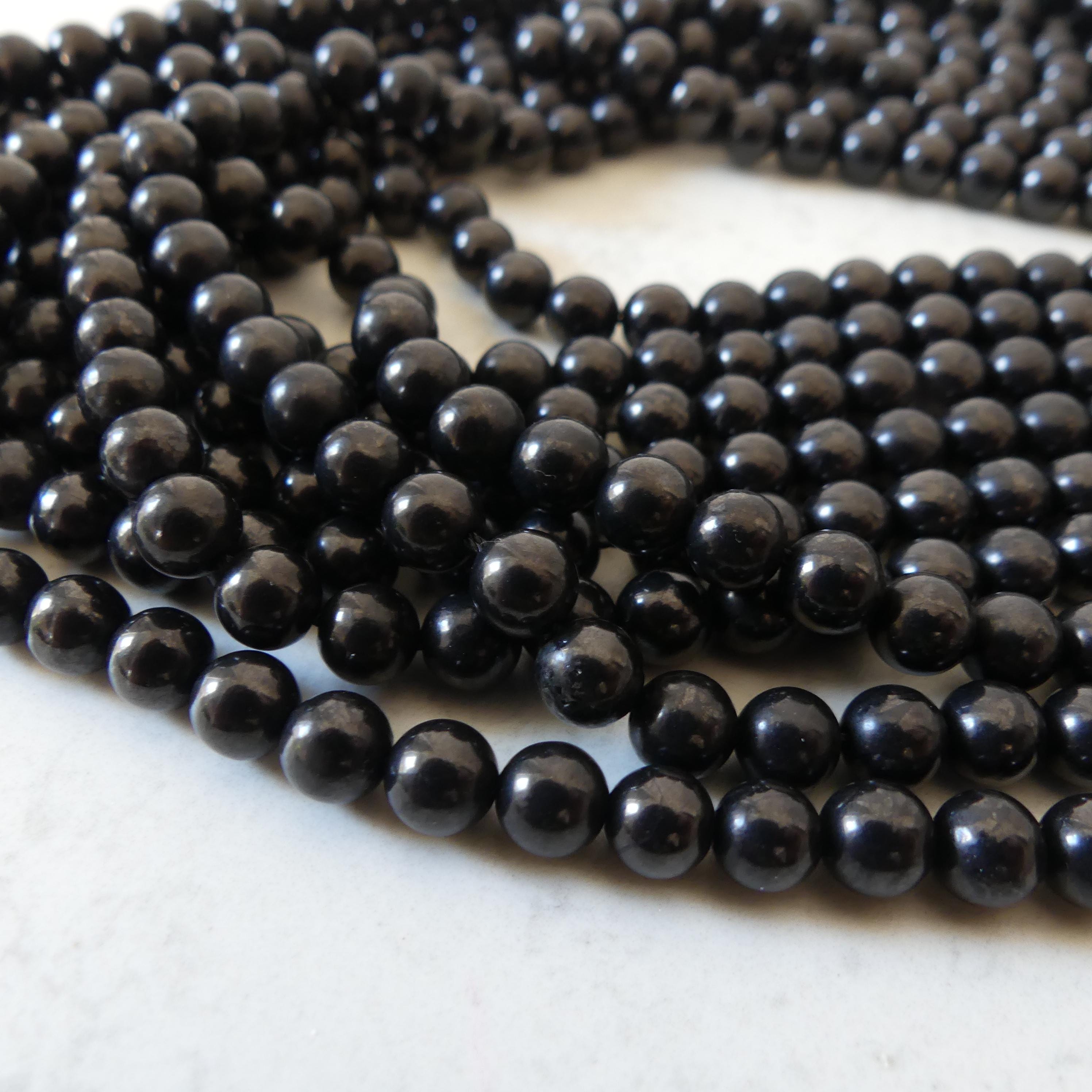6mm Shungite Smooth Beads 15" Genuine Russian Shungite Beads Black Gemstone Beads Beading Crafter Gift
