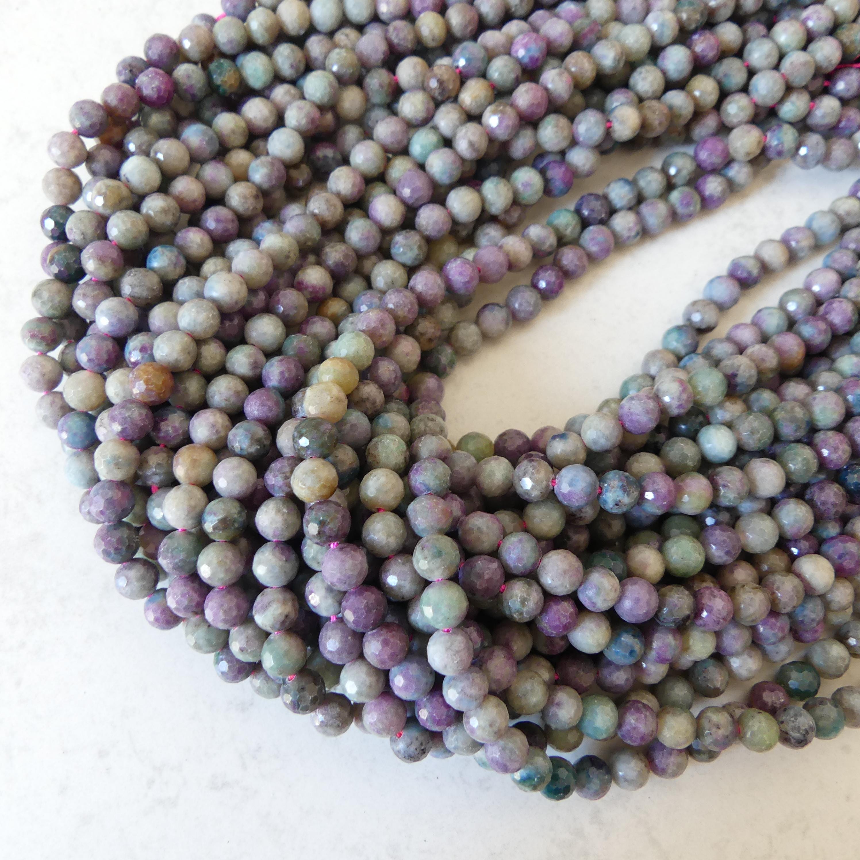 6mm Ruby in Fuchsite Faceted Beads 15" Multi Color Genuine Gemstone Beads for Jewelry Making Beading Craft Gift Beads