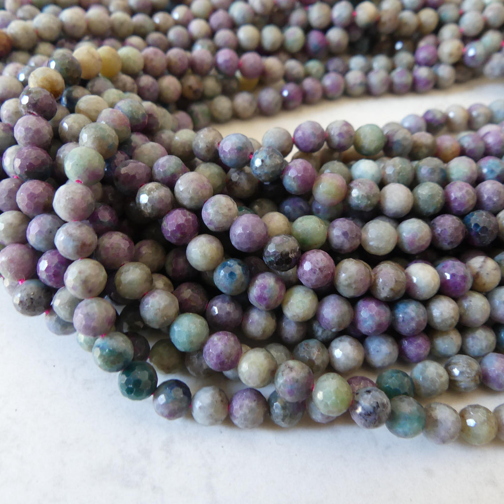 6mm Ruby in Fuchsite Faceted Beads 15" Multi Color Genuine Gemstone Beads for Jewelry Making Beading Craft Gift Beads