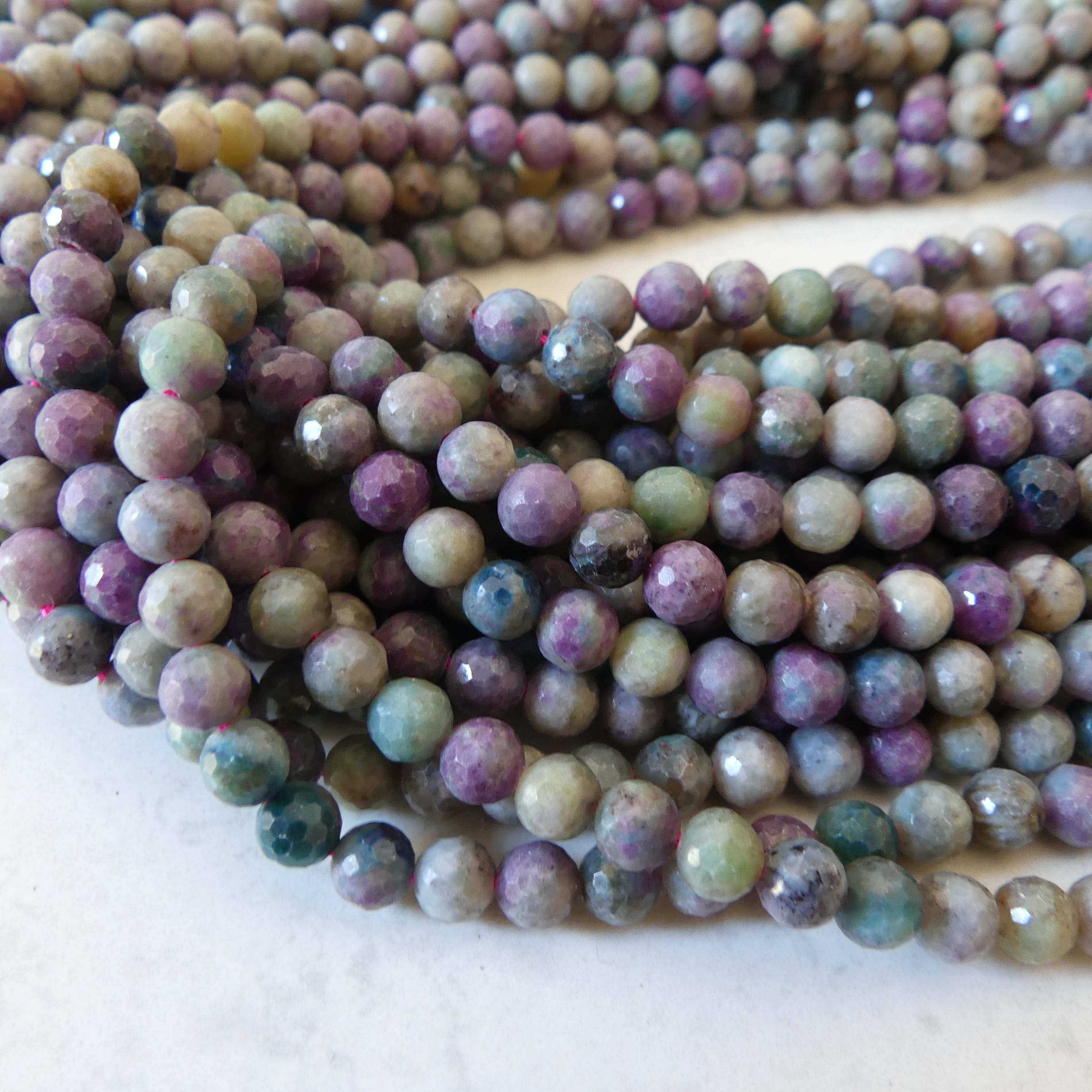 6mm Ruby in Fuchsite Faceted Beads 15" Multi Color Genuine Gemstone Beads for Jewelry Making Beading Craft Gift Beads