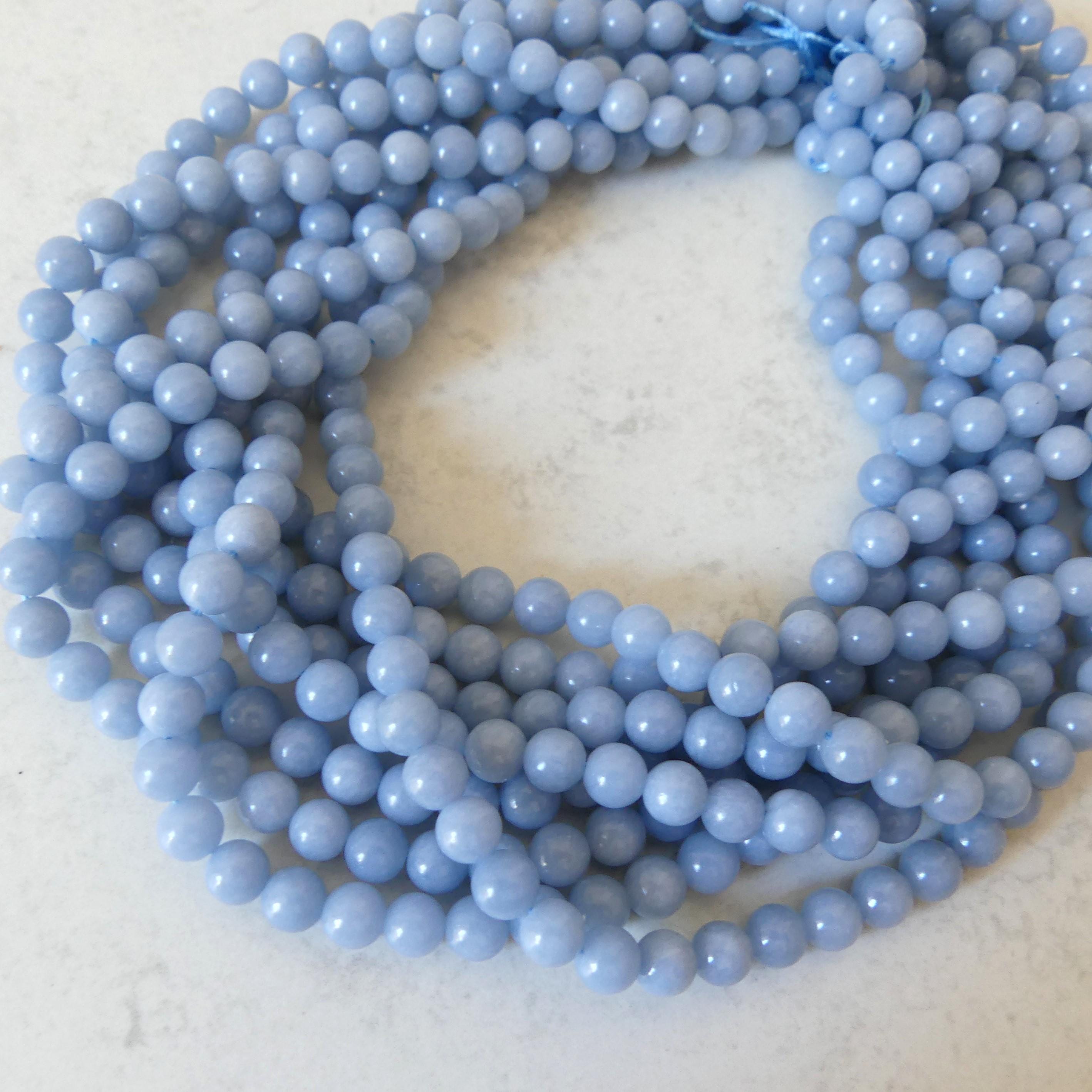 6mm Angelite Smooth Beads 15" Pastel Blue Angelite Beads Gemstone Beads Beading Crafter Gift