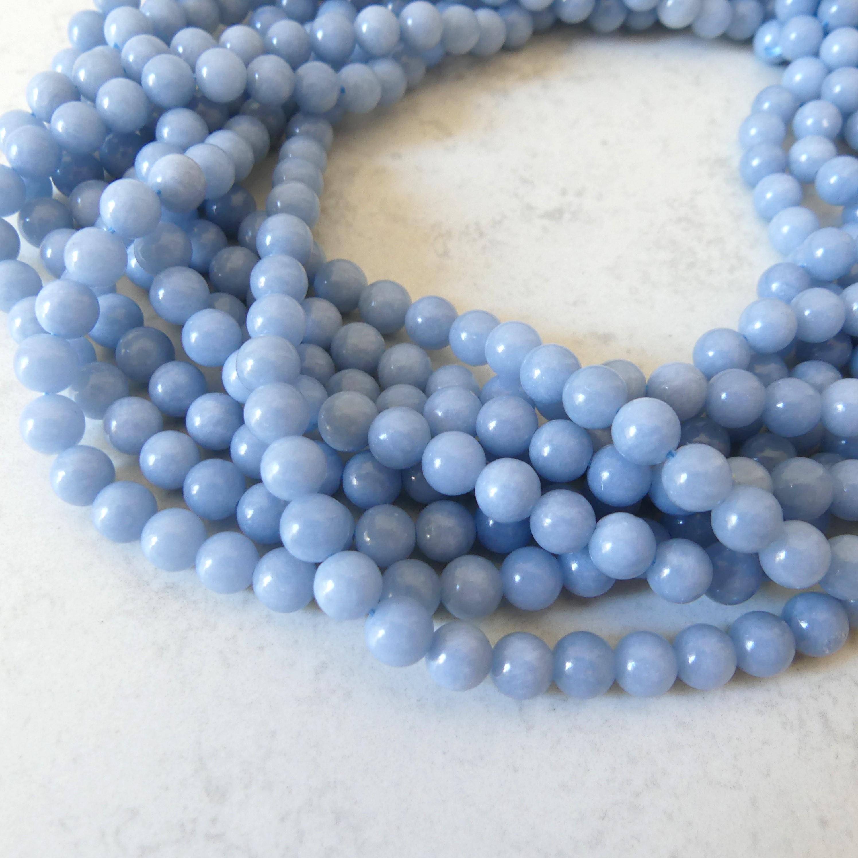 6mm Angelite Smooth Beads 15" Pastel Blue Angelite Beads Gemstone Beads Beading Crafter Gift