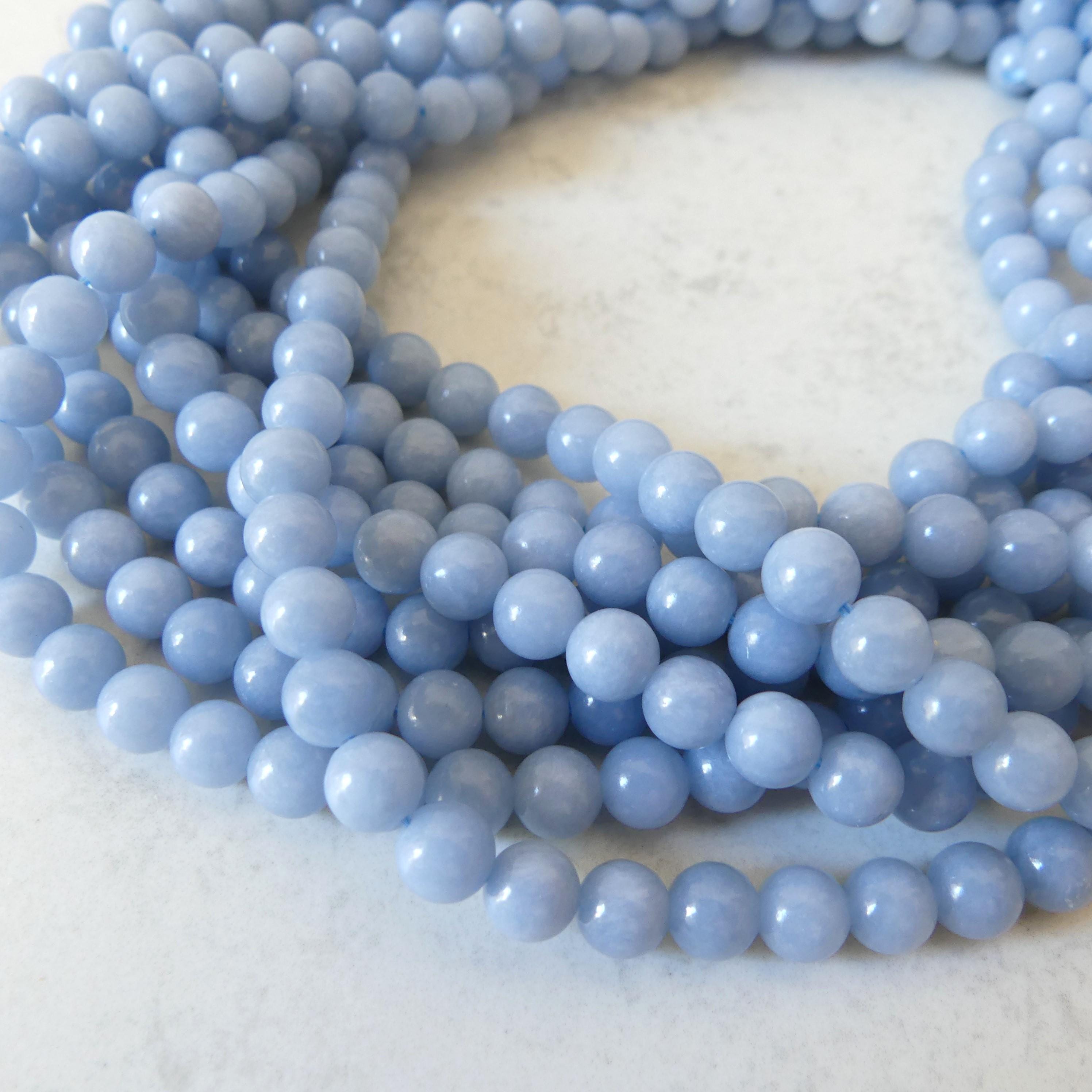 6mm Angelite Smooth Beads 15" Pastel Blue Angelite Beads Gemstone Beads Beading Crafter Gift