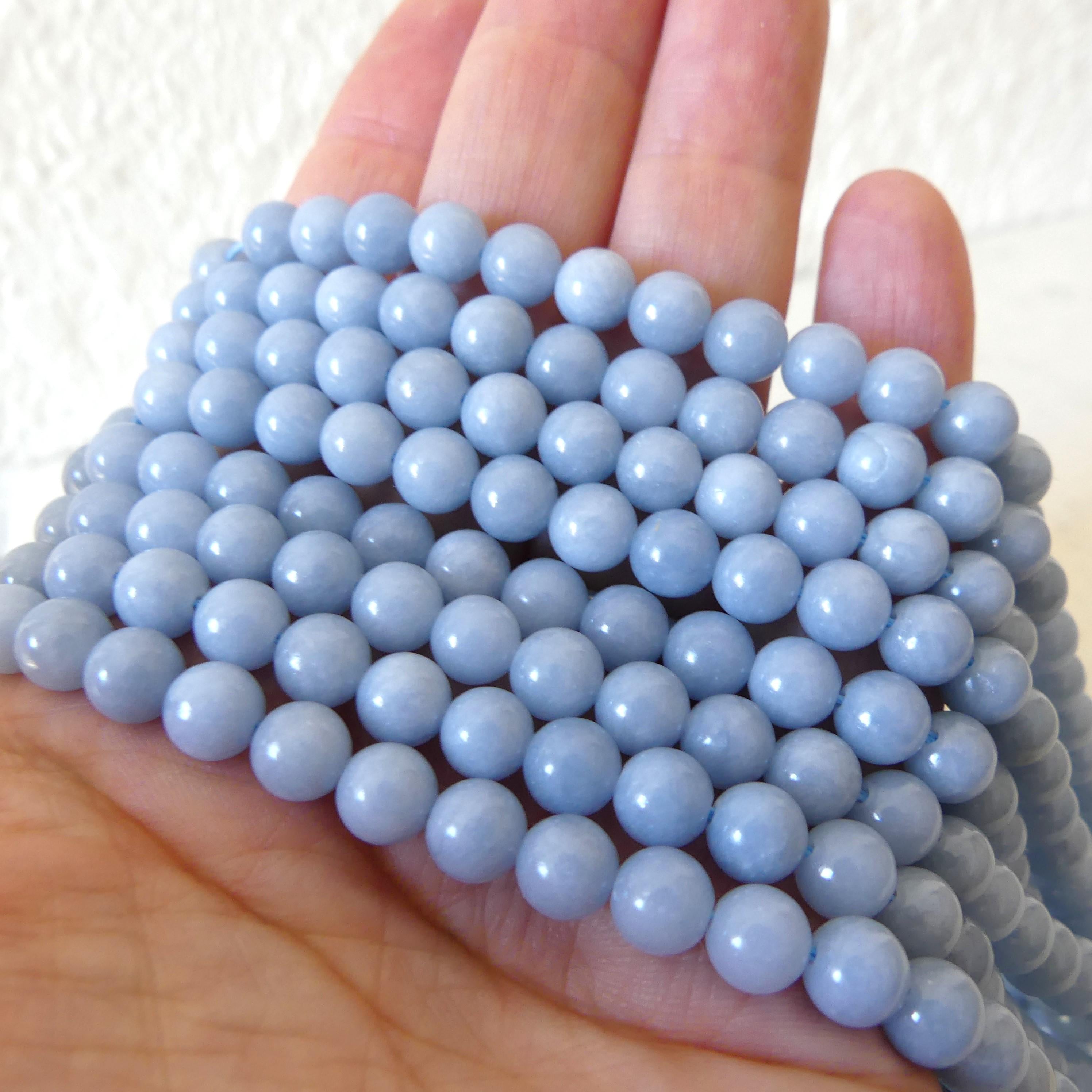 6mm Angelite Smooth Beads 15" Pastel Blue Angelite Beads Gemstone Beads Beading Crafter Gift