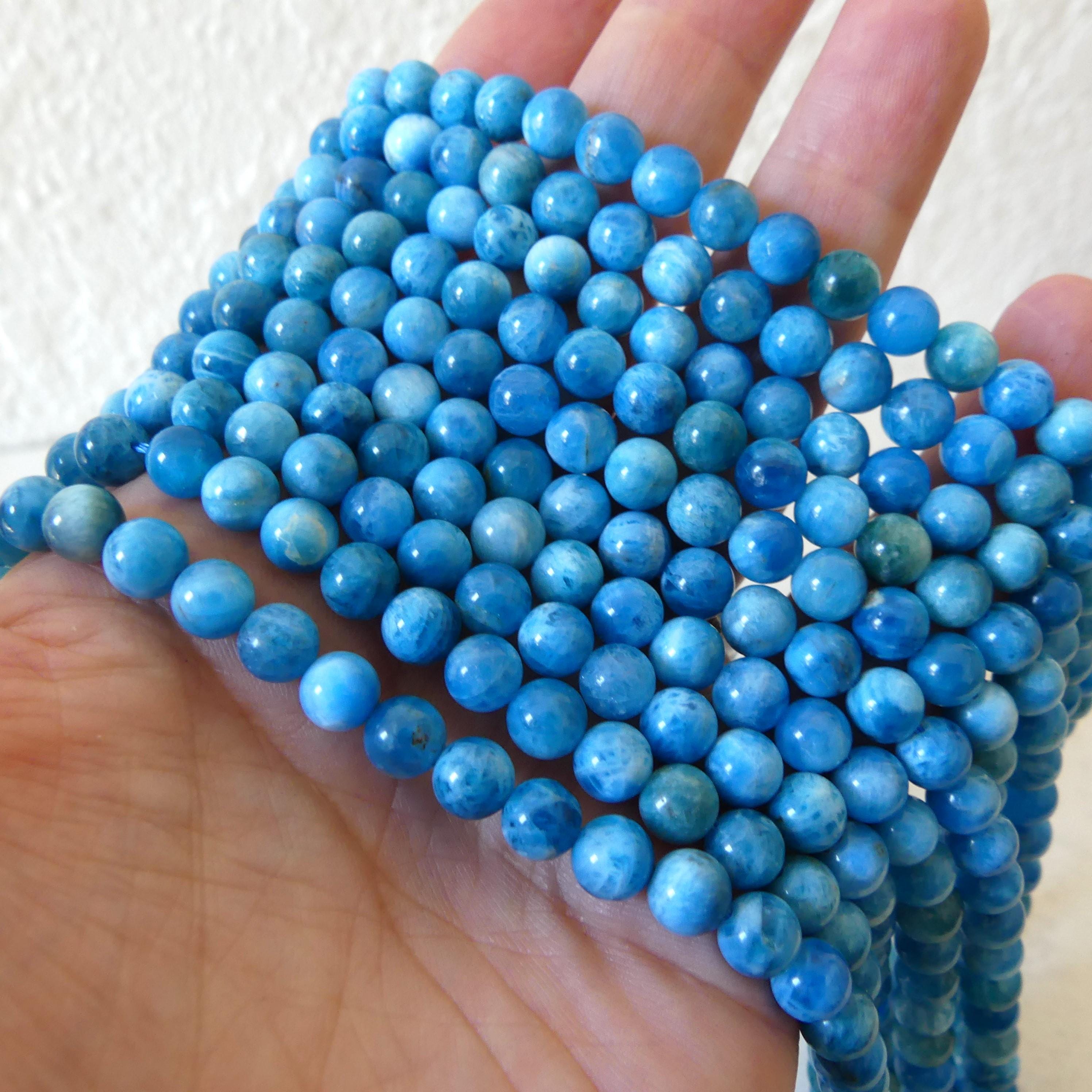 6mm Light Blue Apatite Smooth Beads 15" Genuine Rare Apatite Beads Gemstone Beads Beading Crafter Gift