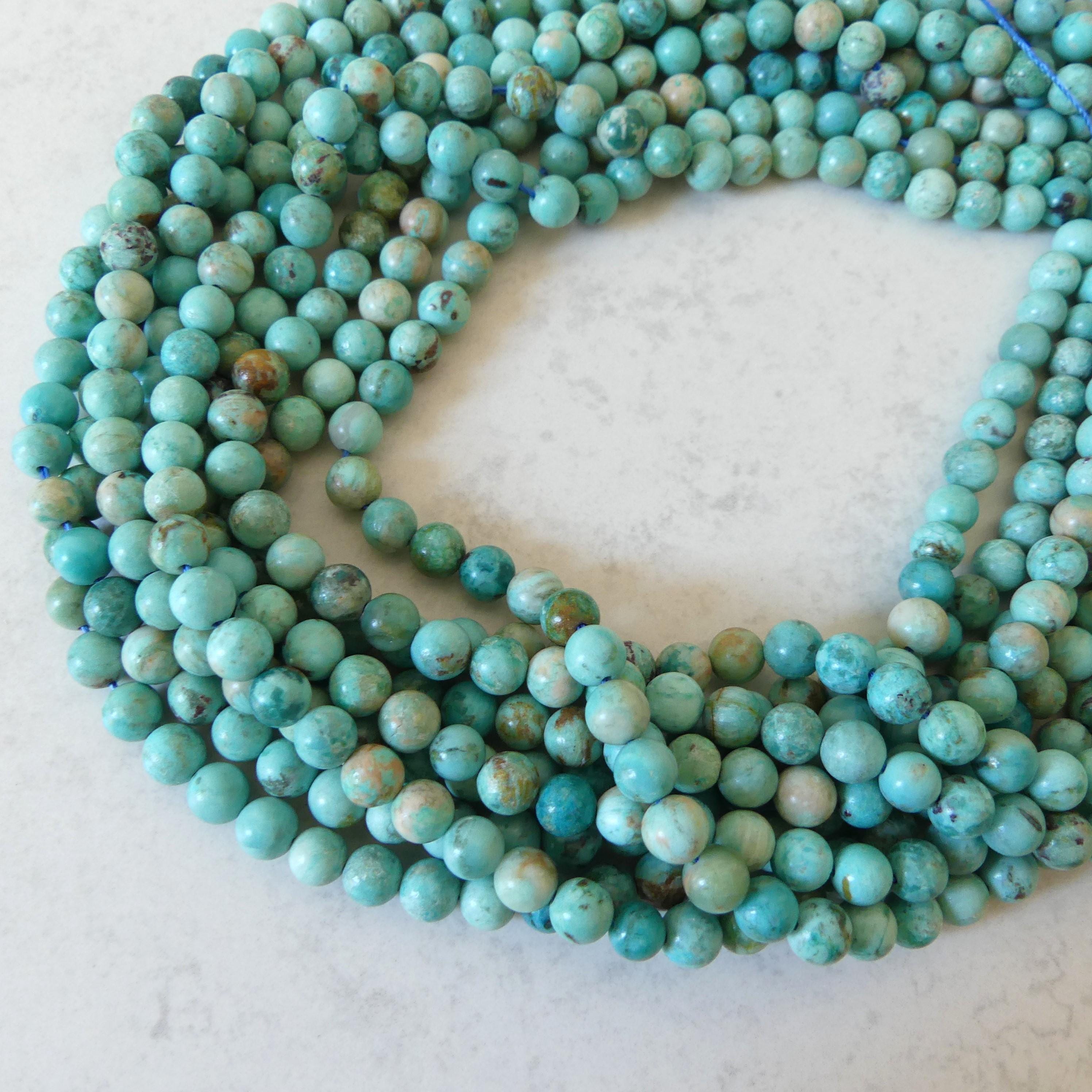 6.5mm Peruvian Turquoise Smooth Beads 15" Genuine Peru Turquoise Beads Gemstone Beads Beading Crafter Gift