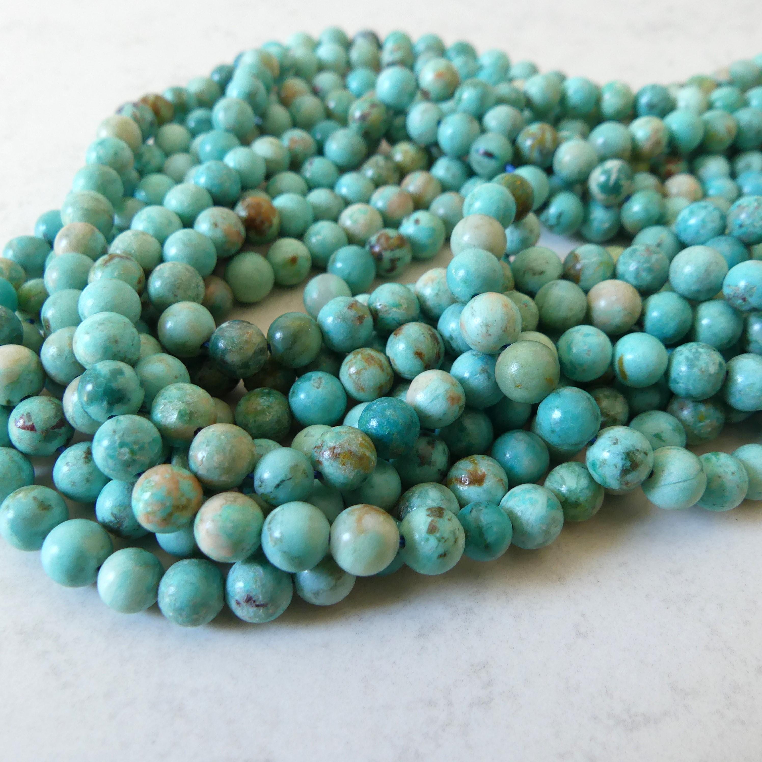 6.5mm Peruvian Turquoise Smooth Beads 15" Genuine Peru Turquoise Beads Gemstone Beads Beading Crafter Gift