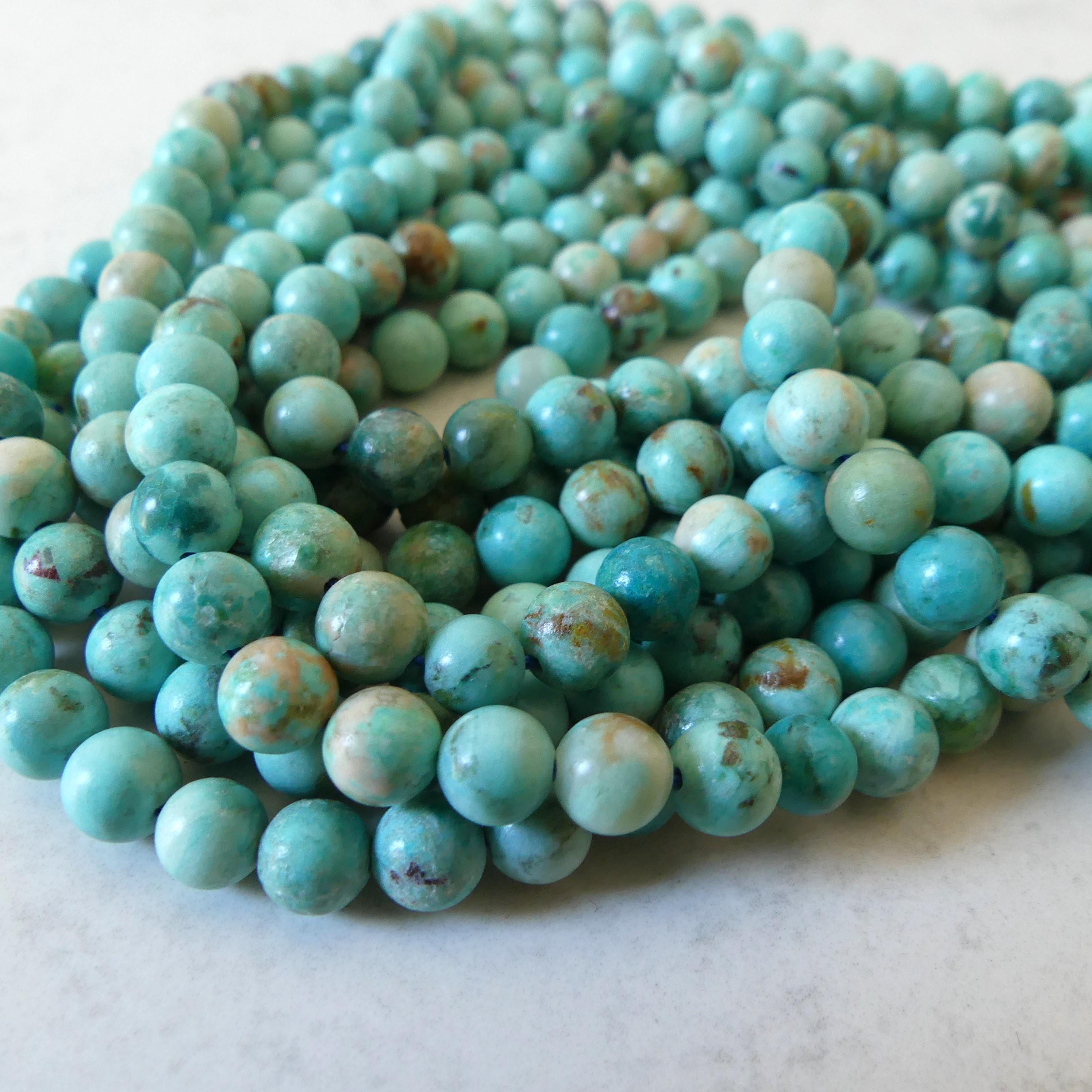 6.5mm Peruvian Turquoise Smooth Beads 15" Genuine Peru Turquoise Beads Gemstone Beads Beading Crafter Gift