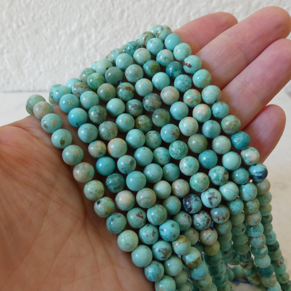 6.5mm Peruvian Turquoise Smooth Beads 15" Genuine Peru Turquoise Beads Gemstone Beads Beading Crafter Gift