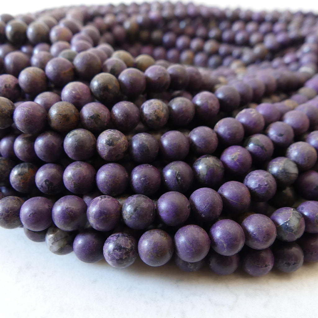 6mm Natural Purpurite Beads 15" Purple Matte Purpurite Genuine Gemstone Beads Natural Jade for Jewelry Making Beading Craft Gift Beads
