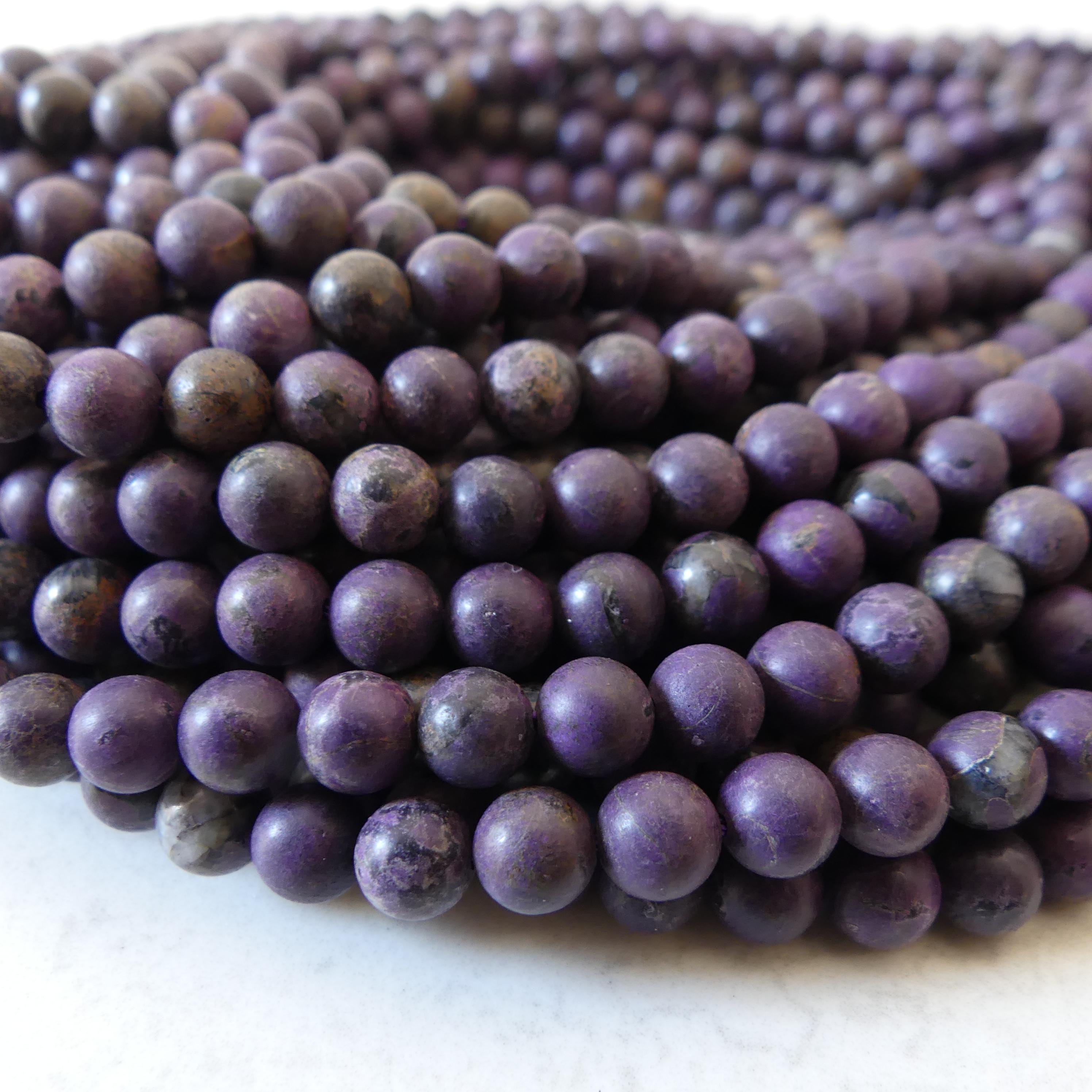 6mm Natural Purpurite Beads 15" Purple Matte Purpurite Genuine Gemstone Beads Natural Jade for Jewelry Making Beading Craft Gift Beads