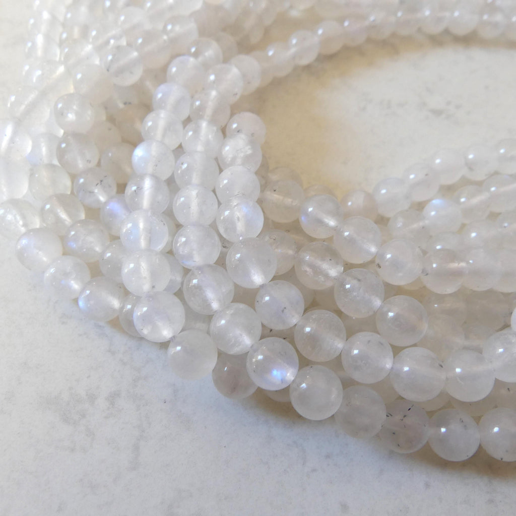 7.5mm Rainbow Moonstone Beads 15" Smooth Moonstone Blue Flash Gemstone Beads Beading Crafter Gift June Birthstone DIY Jewelry
