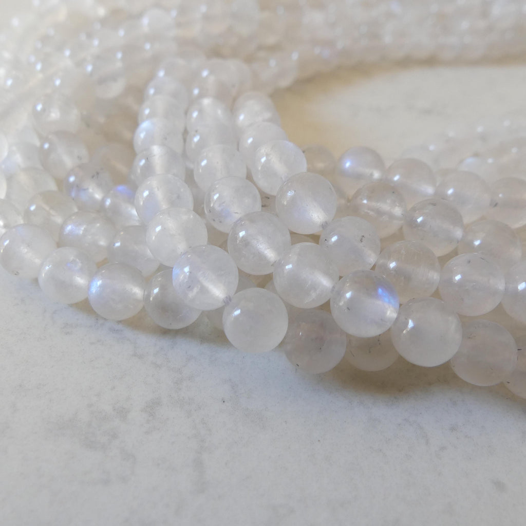 7.5mm Rainbow Moonstone Beads 15" Smooth Moonstone Blue Flash Gemstone Beads Beading Crafter Gift June Birthstone DIY Jewelry