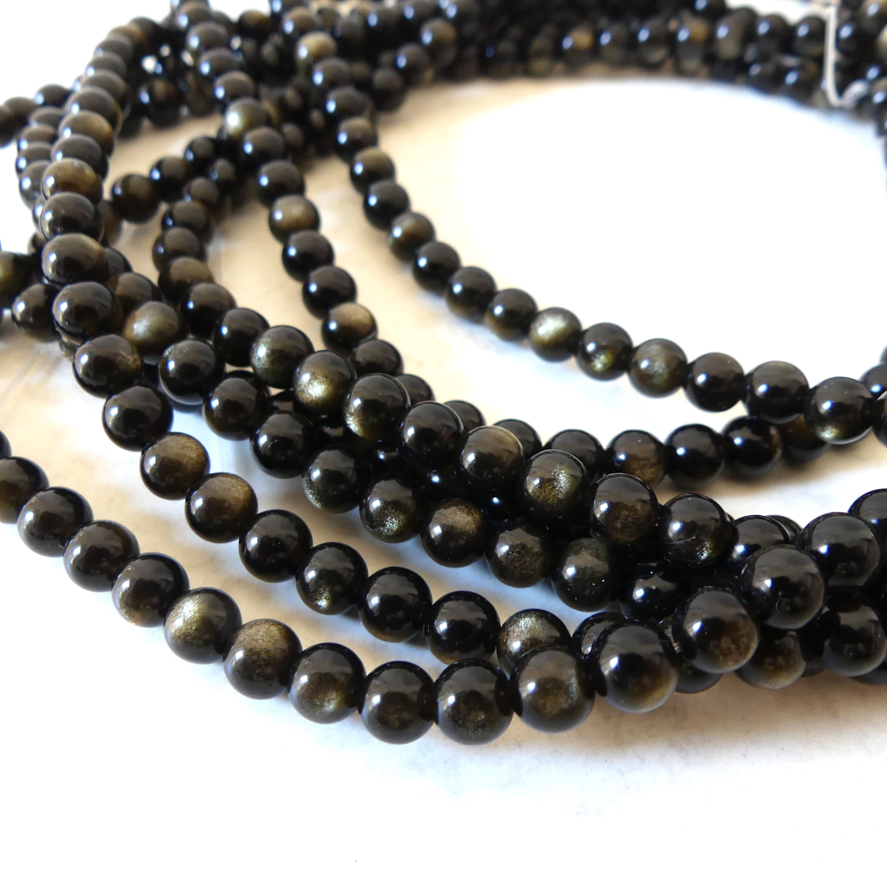 6mm Golden Obsidian Smooth Beads 15" Gold Obsidian Genuine Beads Gemstone Beads Beading Crafter Gift