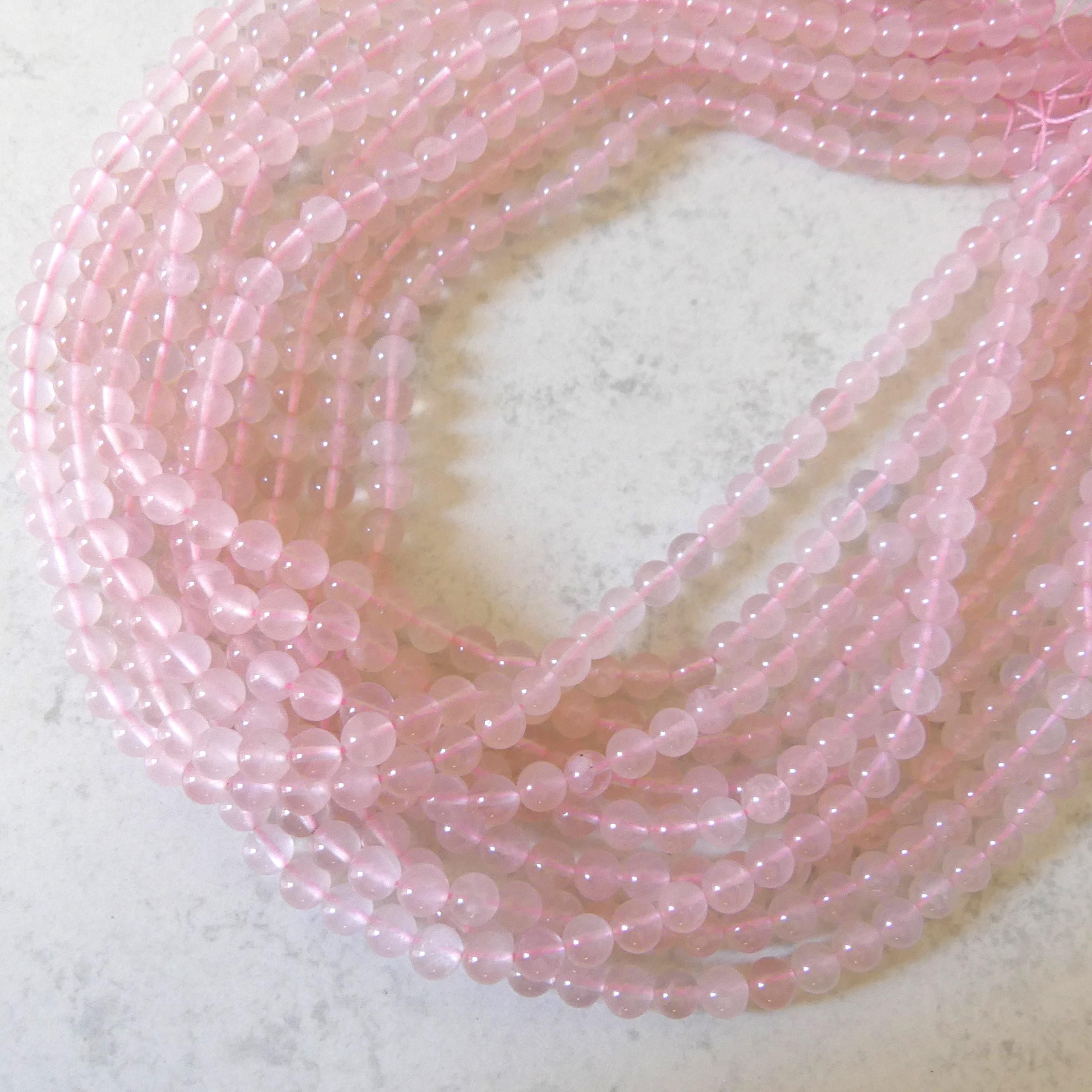 6mm Rose Quartz Smooth Beads 15" Pale Pink Genuine Gemstone Beads for Jewelry Making Beading Craft Gift Beads