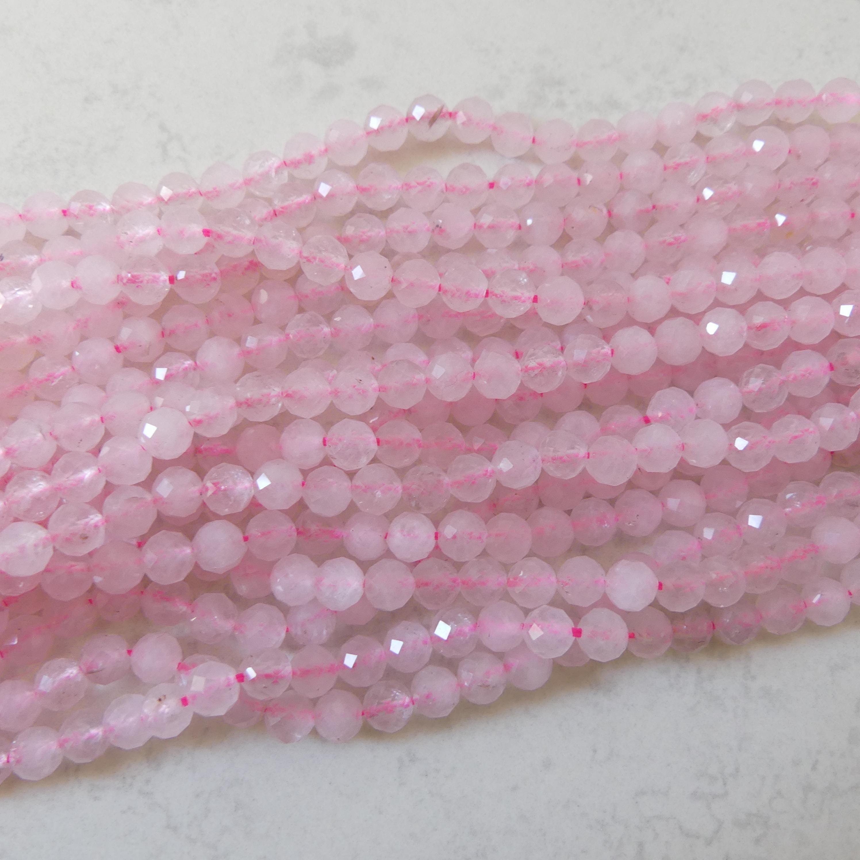 6mm Rose Quartz Faceted Beads 7.5" Half Strand Pale Pink Genuine Gemstone Beads for Jewelry Making Beading Craft Gift Beads