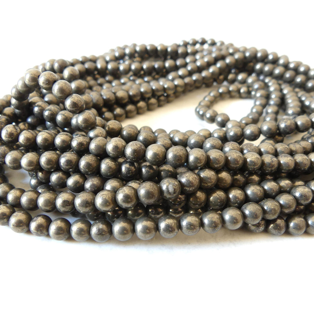 6mm Natural Pyrite Beads Genuine Pyrite Beads 15" Gemstone Beads for Jewelry Making