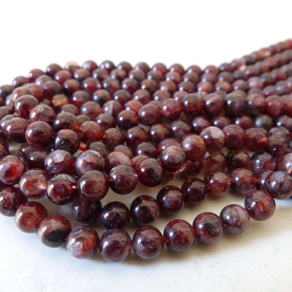6.5mm Red Hematoid Quzrtz Smooth Beads 15" Genuine Quartz Beads Gemstone Beads Beading Crafter Gift