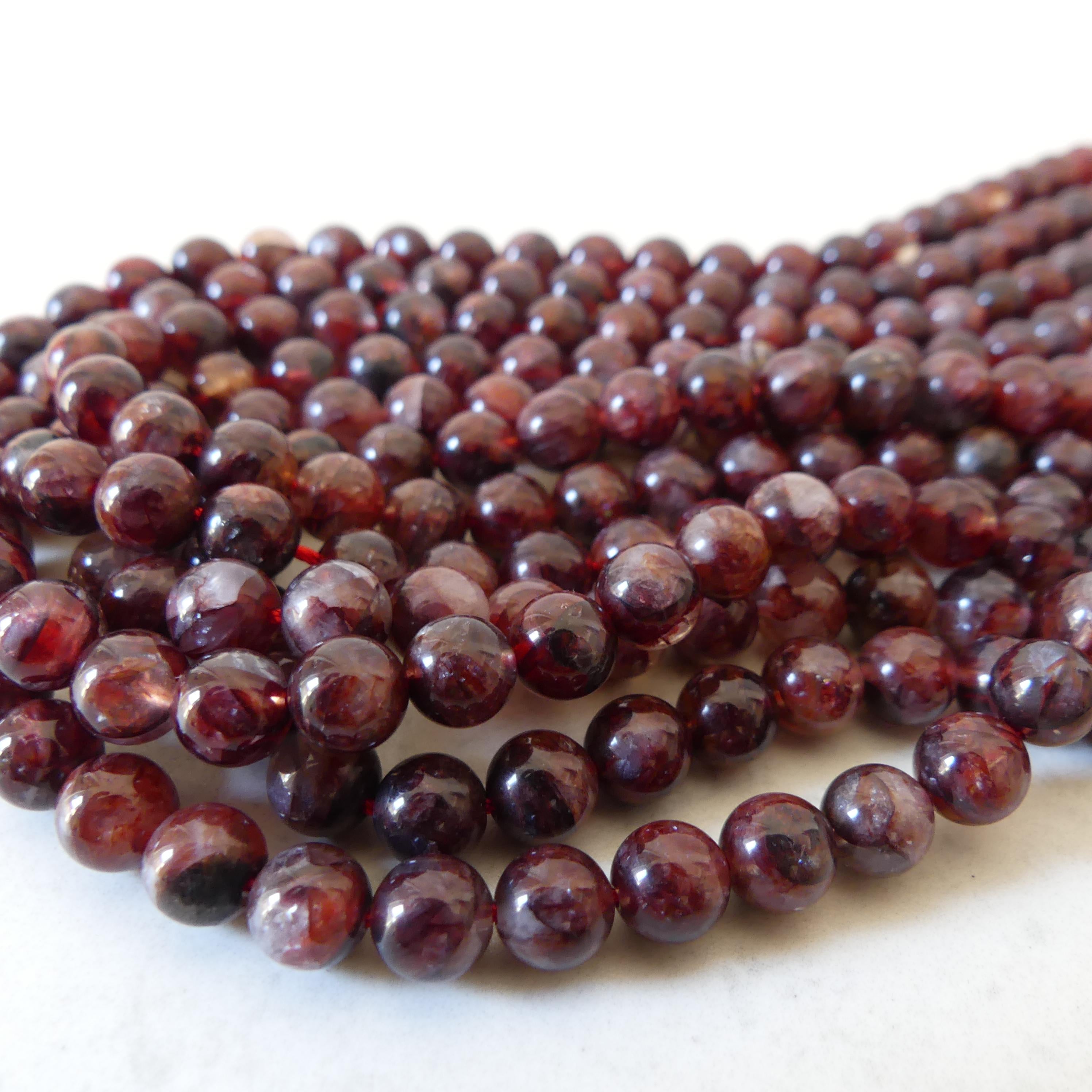 6.5mm Red Hematoid Quzrtz Smooth Beads 15" Genuine Quartz Beads Gemstone Beads Beading Crafter Gift