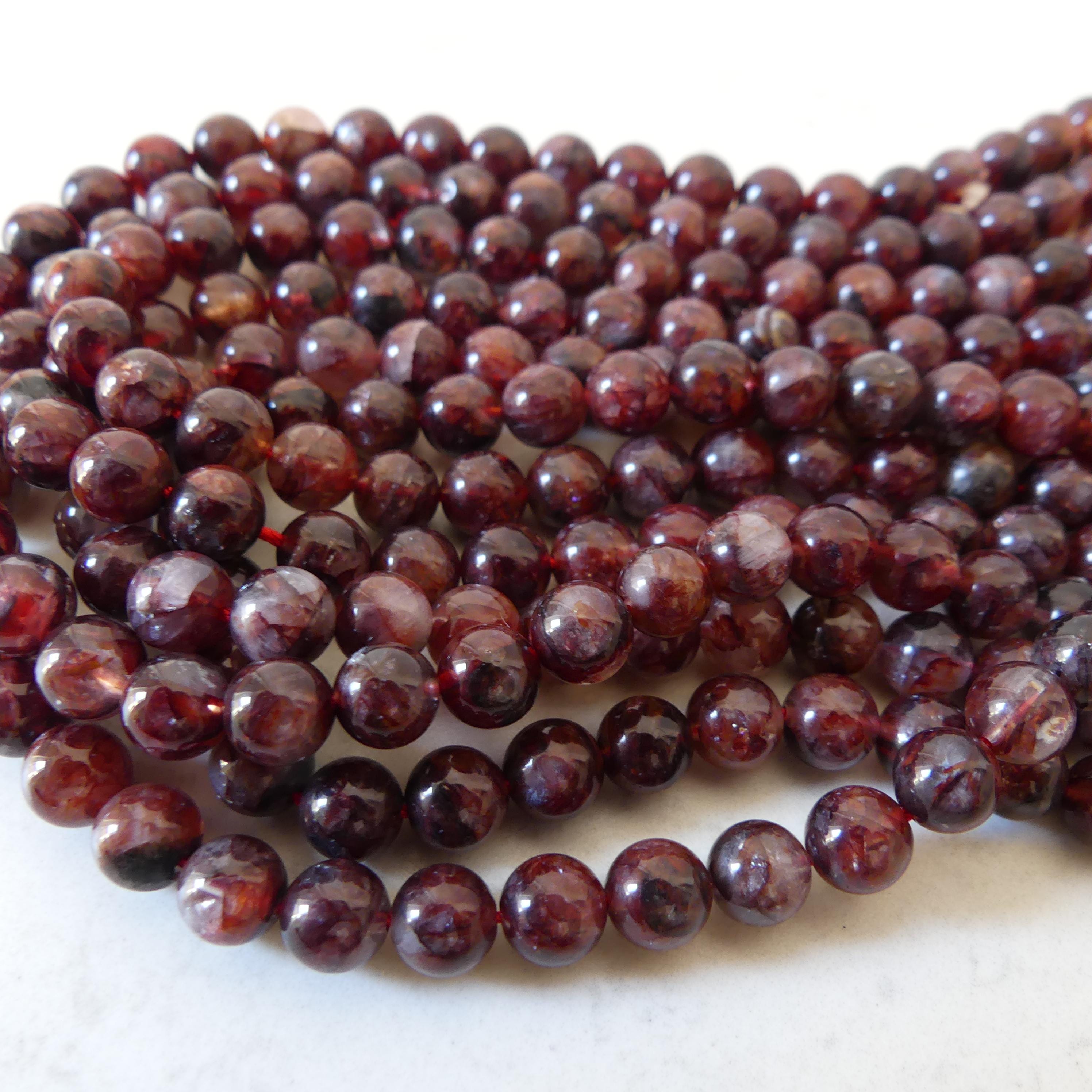 6.5mm Red Hematoid Quzrtz Smooth Beads 15" Genuine Quartz Beads Gemstone Beads Beading Crafter Gift