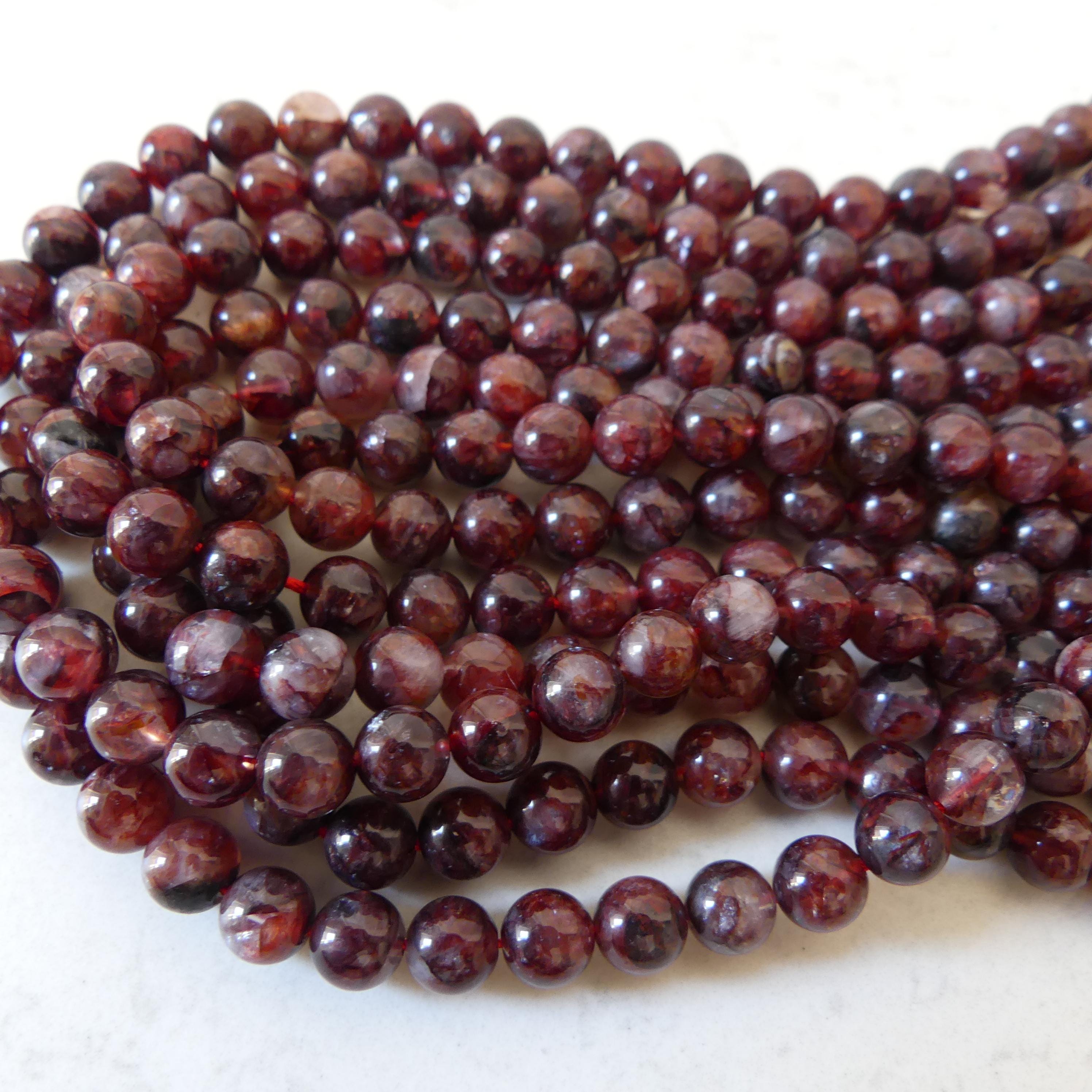 6.5mm Red Hematoid Quzrtz Smooth Beads 15" Genuine Quartz Beads Gemstone Beads Beading Crafter Gift