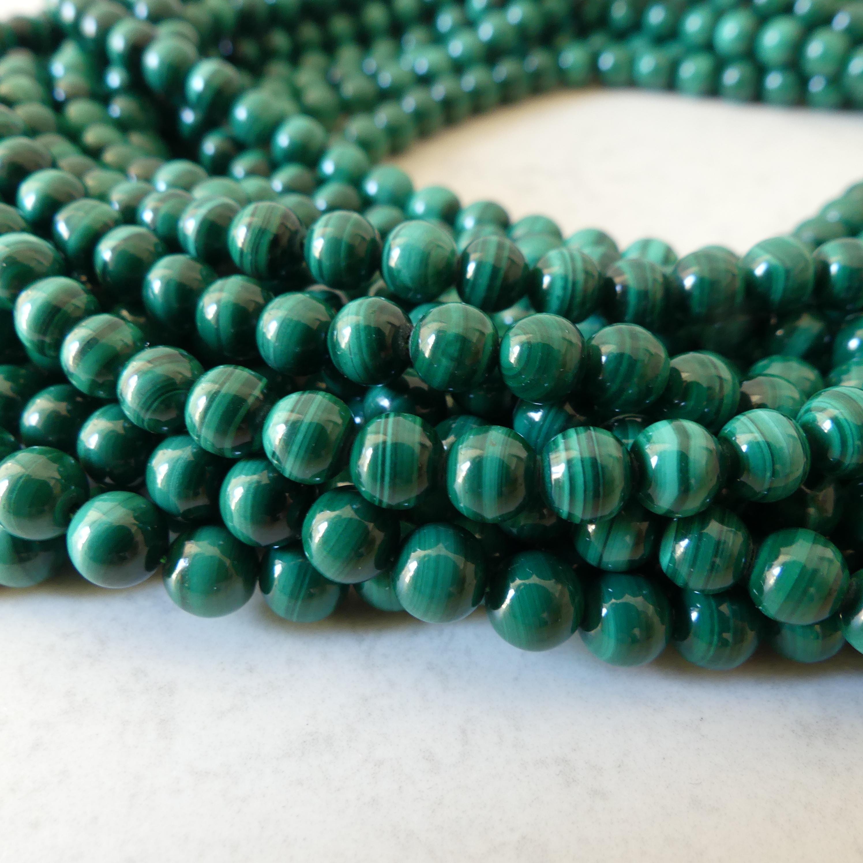 6mm AAA Malachite Smooth Beads 15" Vivid Green Malachite Gemstone Beads for Jewelry Making Beading Gift Crafter