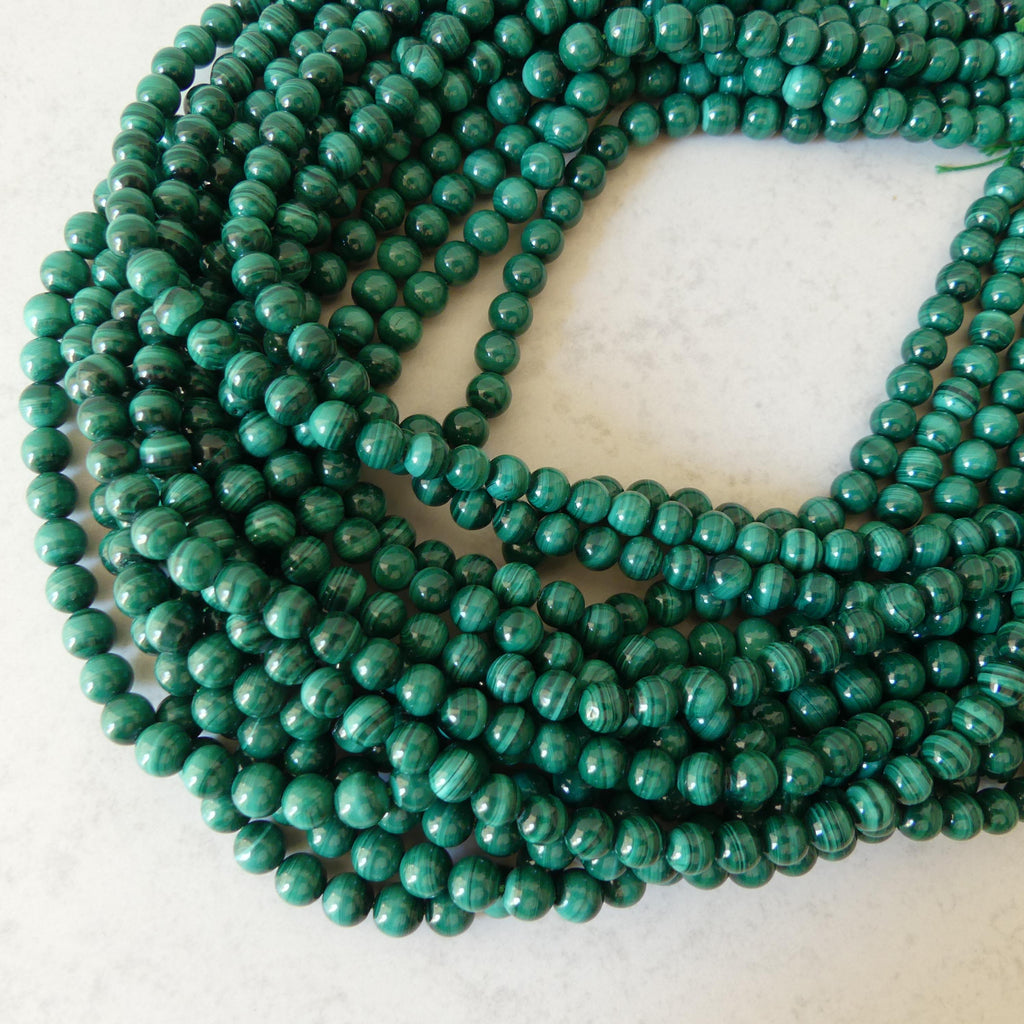 6mm AAA Malachite Smooth Beads 15" Vivid Green Malachite Gemstone Beads for Jewelry Making Beading Gift Crafter